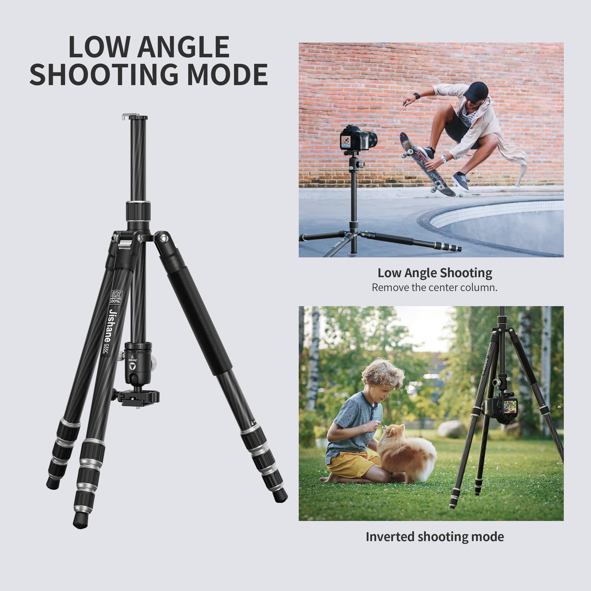 Jishane Carbon Fiber Camera Tripod, 62" Professional Video Tripod With 360° Ball Head, Phone Holder & 1/4" Arca Qr Plate, Compact Travel Monopod For Dslr/Smartphone, Max Load 17.6 Lbs/8Kg