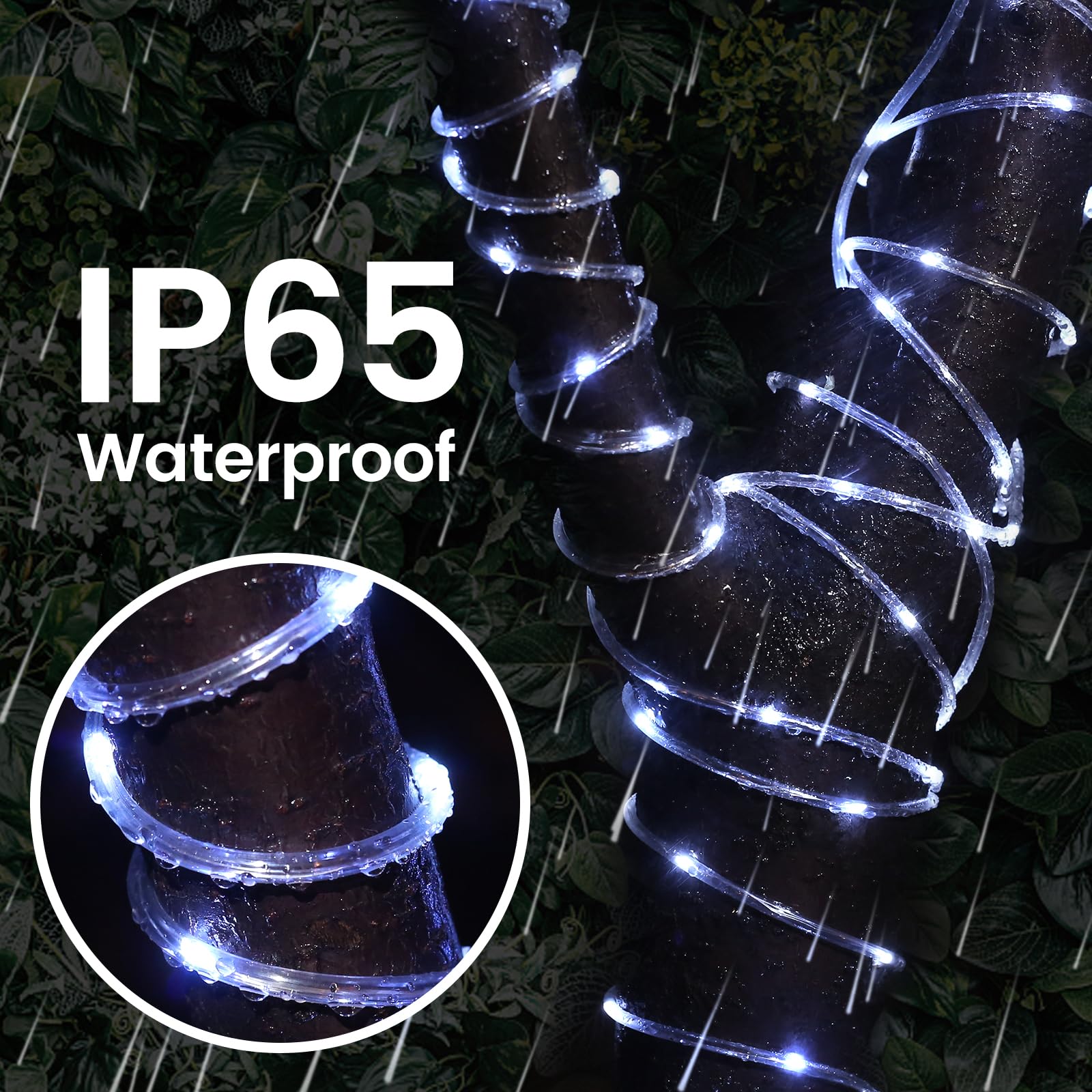 Lhylds 200 Led Solar Rope Lights Outdoor, 72Ft Solar String Lights Indoor Waterproof Solar Powered Trampoline Light Clear Tube Pool Light For Camping Fence Yard Walkway Path Garden Outside Decor（White