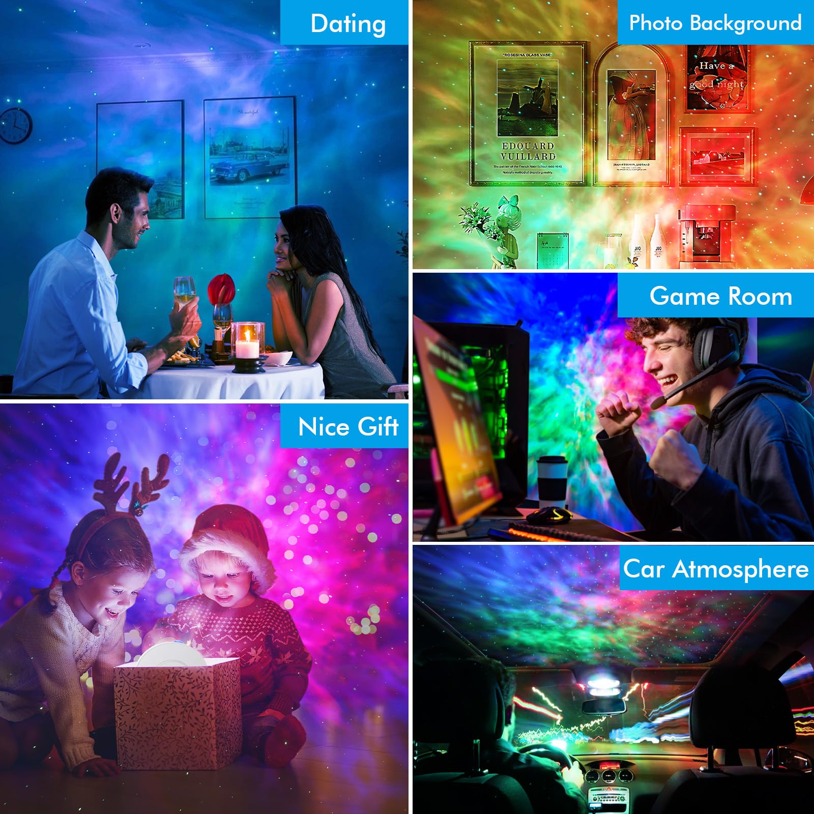 Voion Smart Galaxy Star Projector, Led Nebula Ceiling Night Light With App & Voice Control, Perfect For Gaming Rooms, Bedrooms, Home Theater, And Camp Tent, Stunning Starry Sky Effect (White)