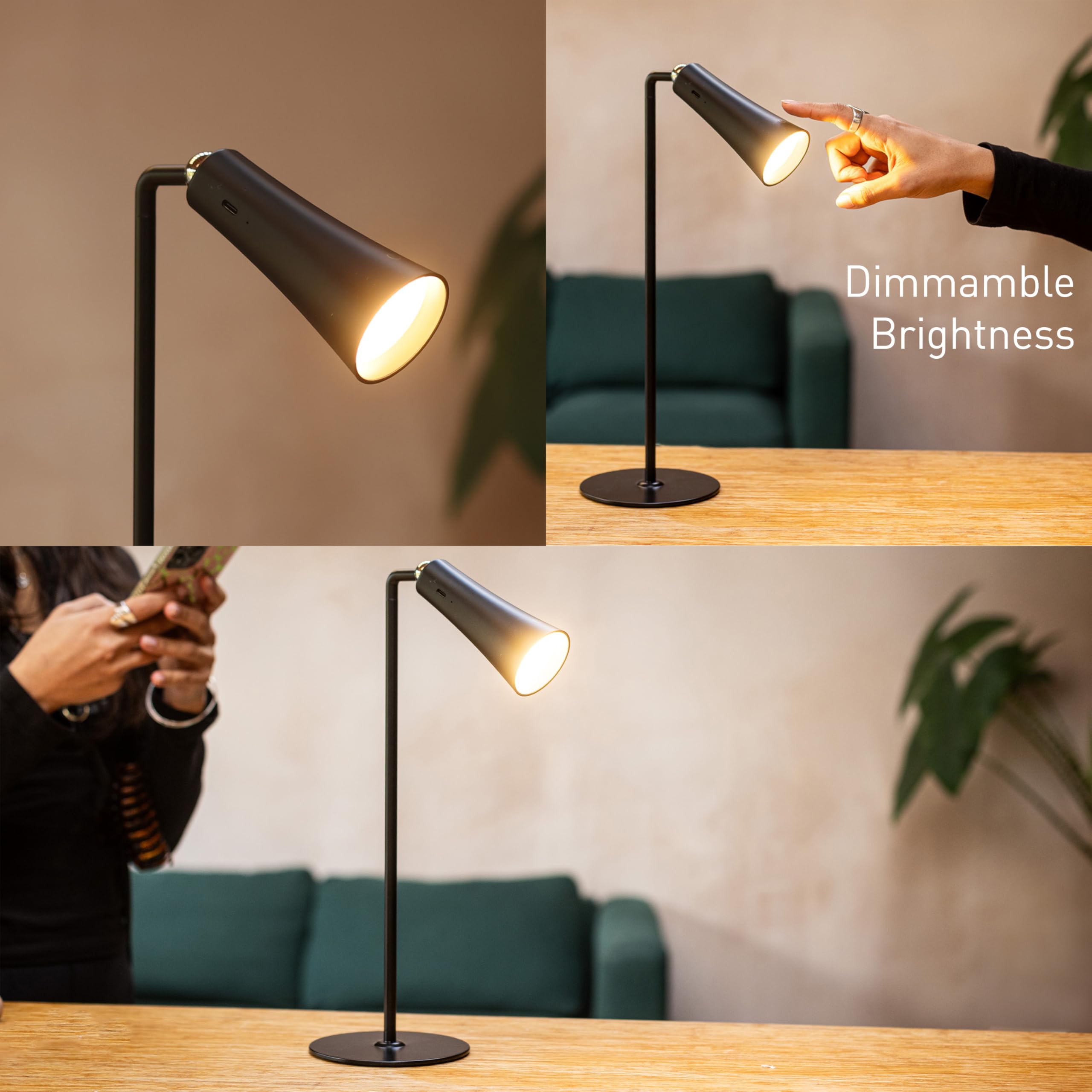 Lytup Flute Lamp - 4-In-1 Rechargeable Led Desk, Wall, Clamp Lamp & Flashlight With Magnetic Base, 4-Level Brightness, 270° Flexible Arm, Usb-C Charging, Ideal For Home Office & Bedside - Black