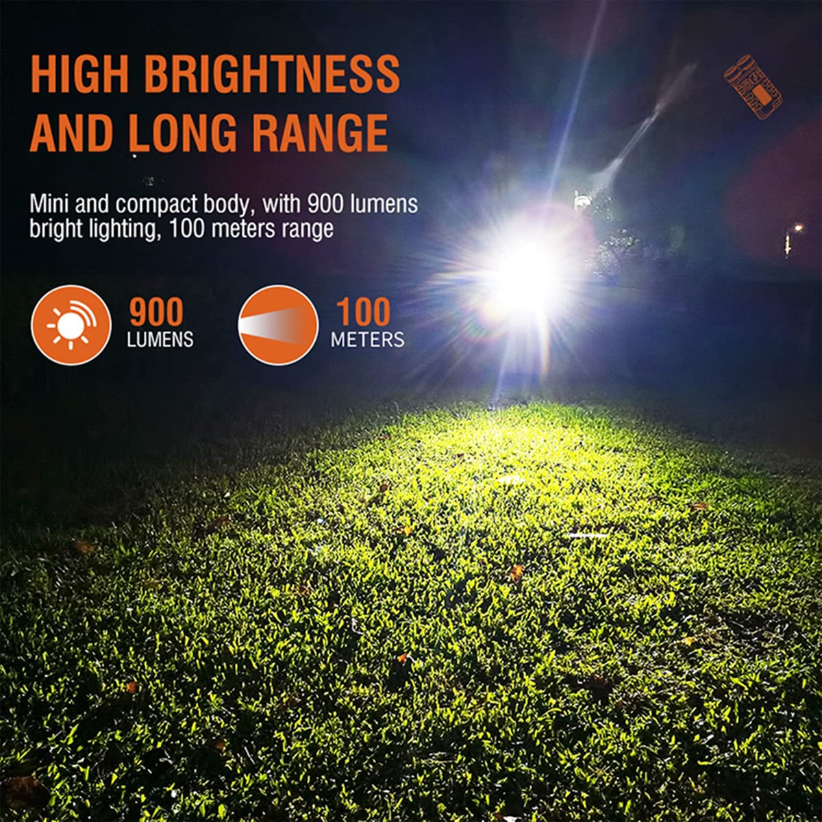 Bikacu Mini Edc Flashlight 900 Lumen Usb Rechargeable Bright Keychain Flashlights With Magnet - 10 Modes Ip65 Waterproof Pocket Flash Light For Everyday Carry, Camping, Emergency