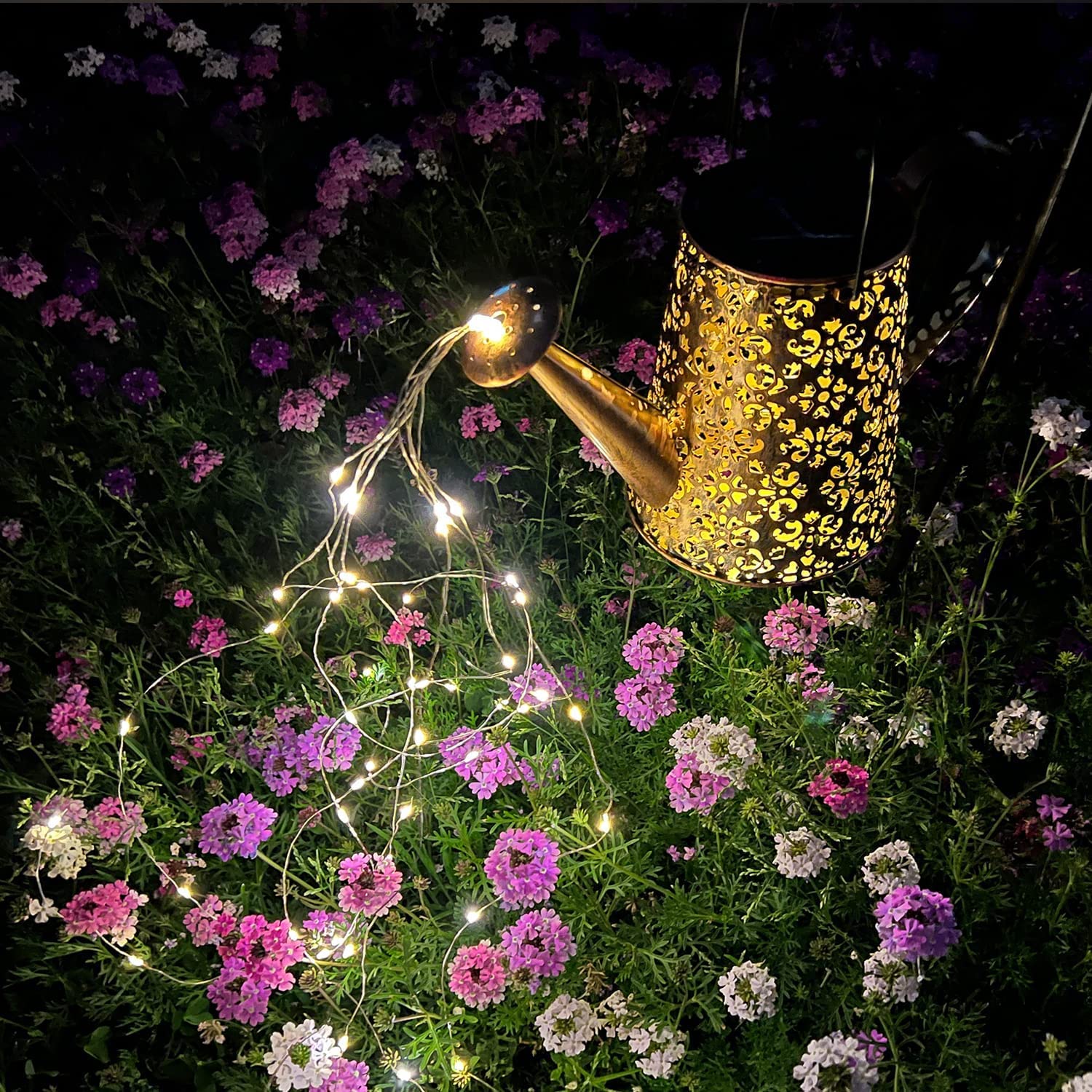 Binfenny Solar Watering Can Lights Hanging Kettle Lantern Light - Waterproof Garden Decor Metal Retro Lamp For Outdoor Table Patio Lawn Yard Pathway With Hook