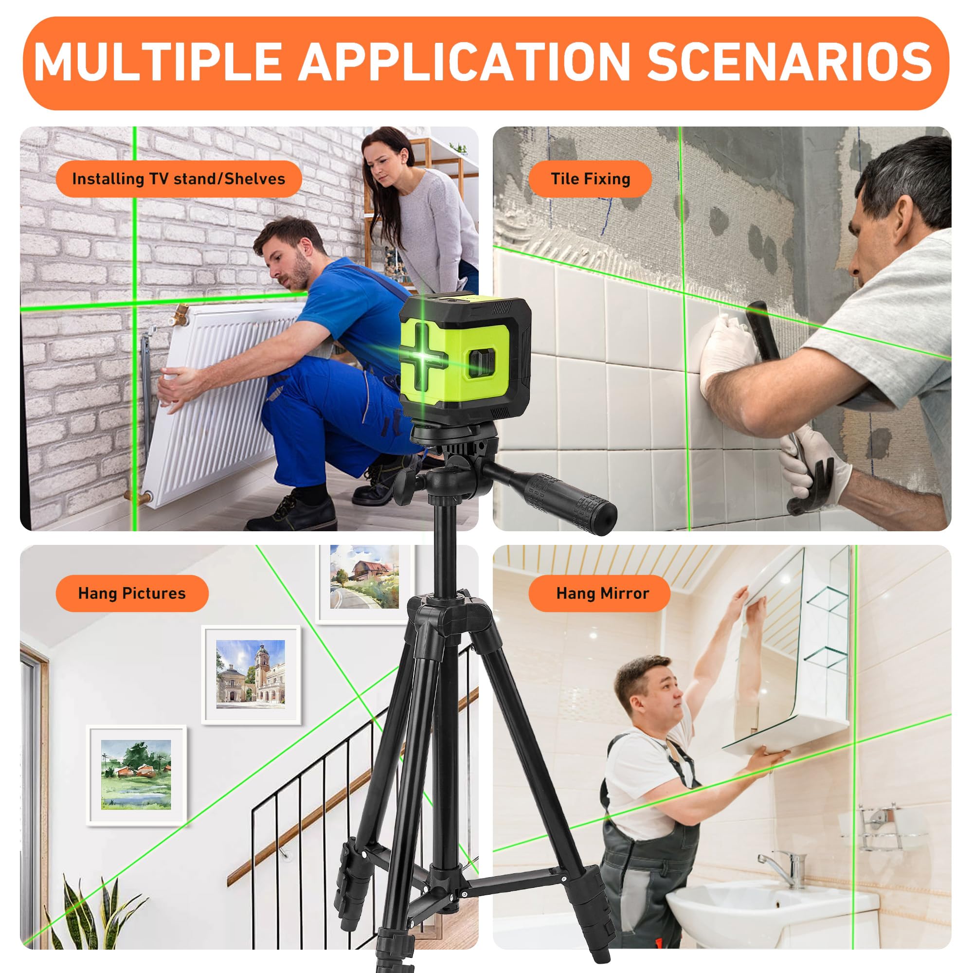 Polarduck Laser Level Tripod Phone Stand: 51-Inch 130Cm Aluminum Lightweight Tripod With 1/4" Screw Mount And Bubble Level For Rotary And Line Lasers Measuring Tools, Carry Bag Included Matte Black