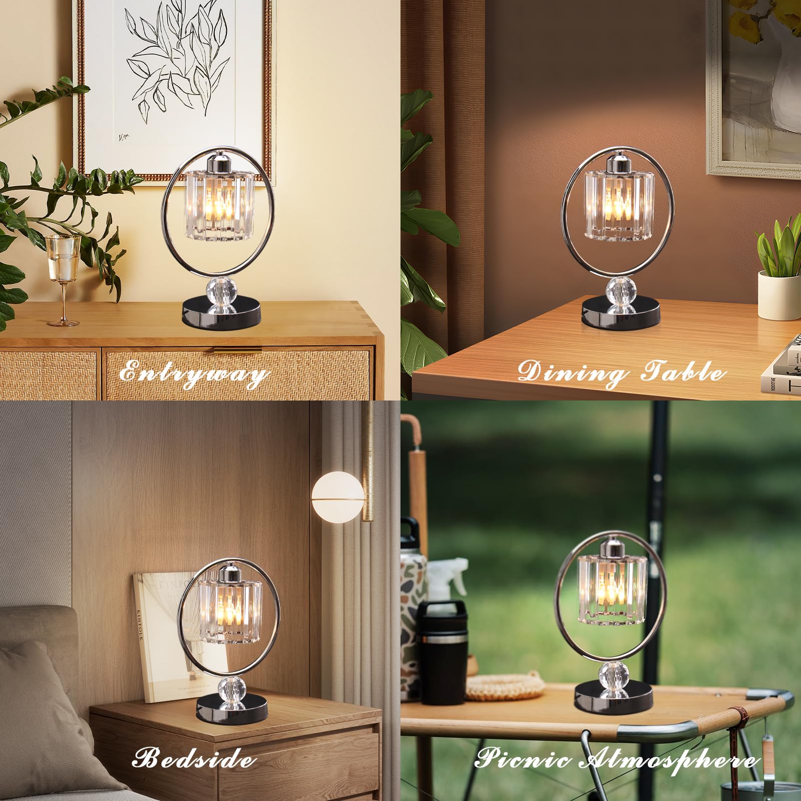 Cainjiazh Bedside Table Lamps Small Table Lamp For Bedroom Small Bed Side Light With E26 Minimalist Nightstand Light Lamp, Desk Lamps For Reading Room, Kids Room, Living Room, Office, Dorm(Chrome)