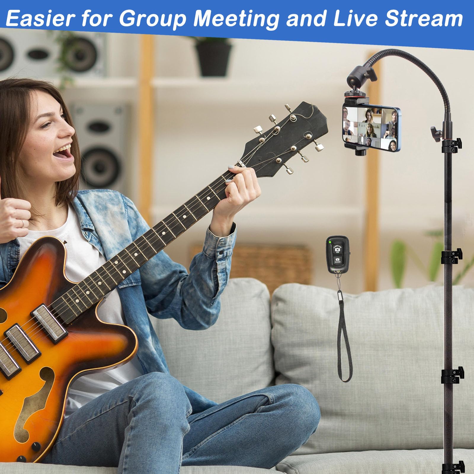 Qualiassu Adjustable Gooseneck Phone Tripod With Carry Bag, 360 Swivel Head, Clamp For Iphone 16/Pro/Pro Max/Plus/15/14/13/12/11, S22/S21