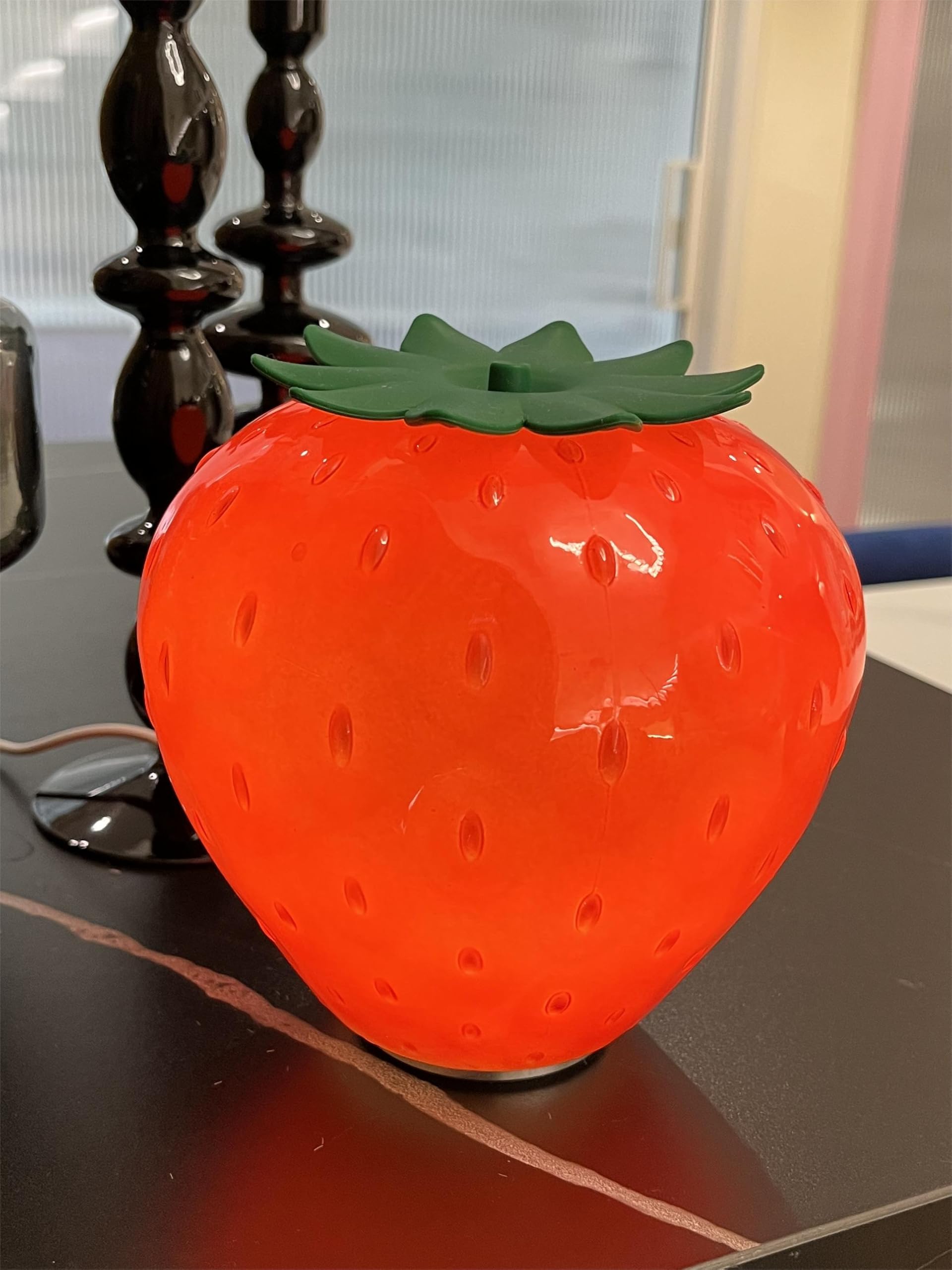 Cozifycasa Cute Table Lamp For Bedroom Kitchen Living Room Small Cute Night Light Fruit Bedside Side Table Lamp Kawaii Decor Vintage Funky Home Decor For Girls Room (Strawberry)