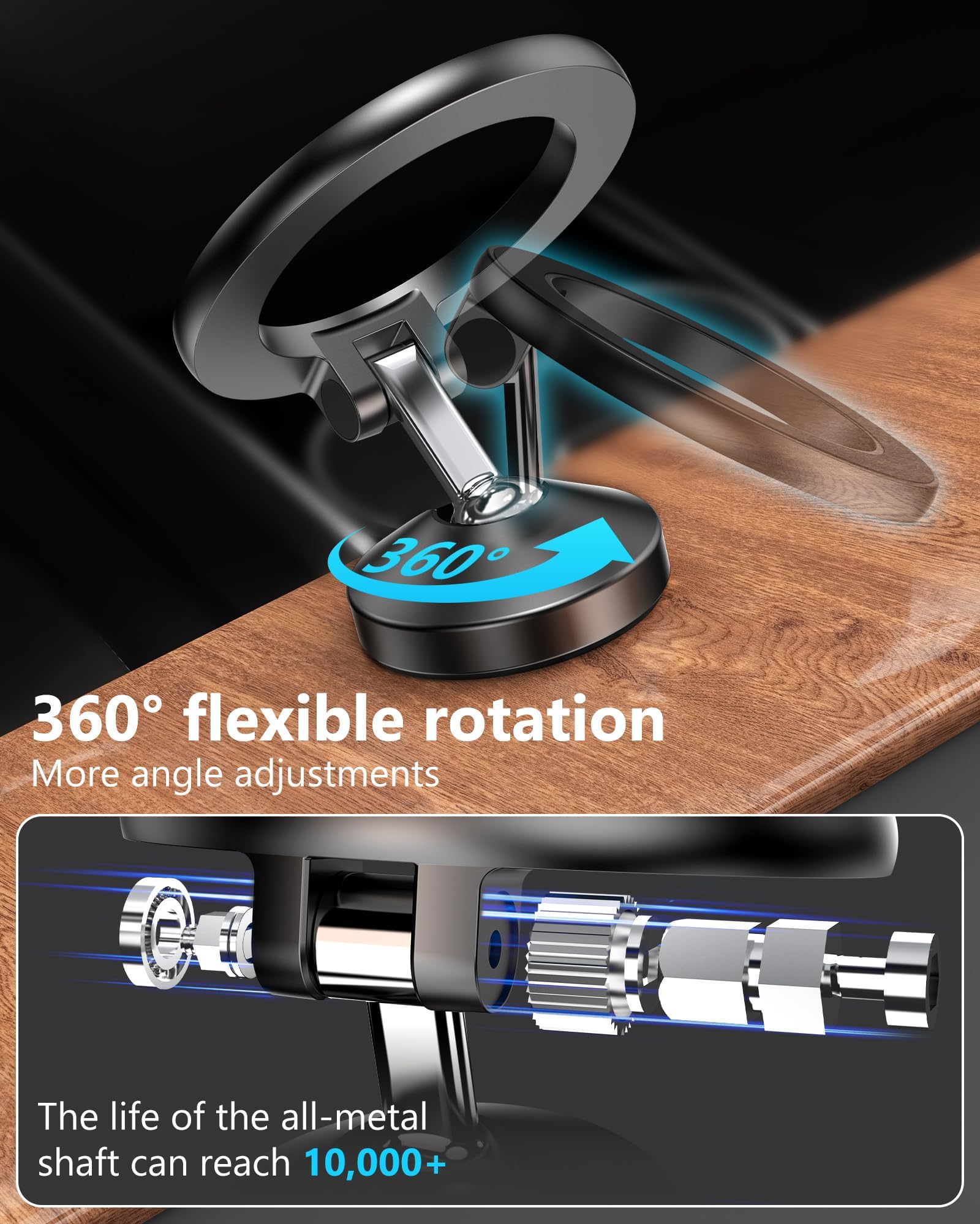 Loxp For Magesafe Car Mount Iphone 16, 360° Rotating Full Metal Strong Magnetic Phone Holder For Car Dashboard, Iphone Car Holder Mount Compatible Iphone 16 15 Pro Max 14 13,Samsung All Mag Safe Phones
