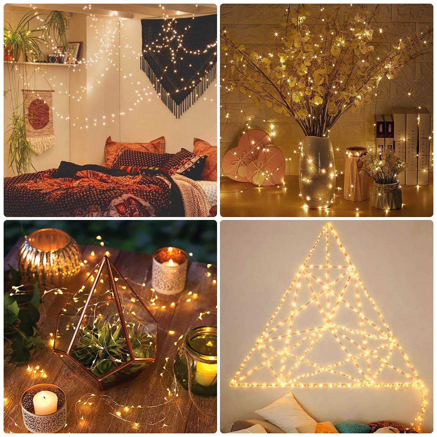 Mumuxi 2 Pack Solar String Lights Outdoor 72Ft 200 Led Fairy Lights Solar Powered With 8 Modes Waterproof Copper Wire Twinkle For Patio, Yard, Trees, Christmas, Wedding, Party, Warm White