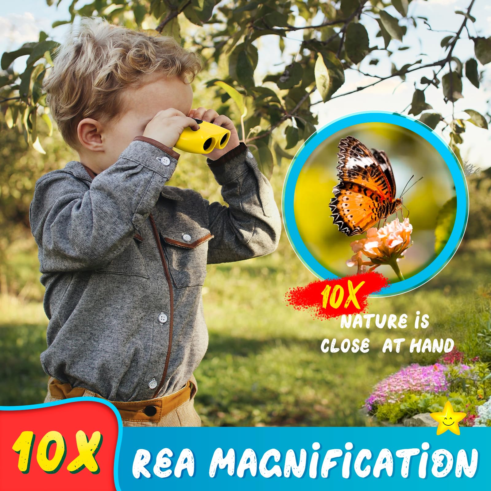 Xrkroptend 8X21 High Powder Binoculars For Kids 3.5.8.12 - For Boys & Girls,Compact Children Mini Binoculars For Bird Watching,Hiking, Hunting, Children Outdoor Camping Gear