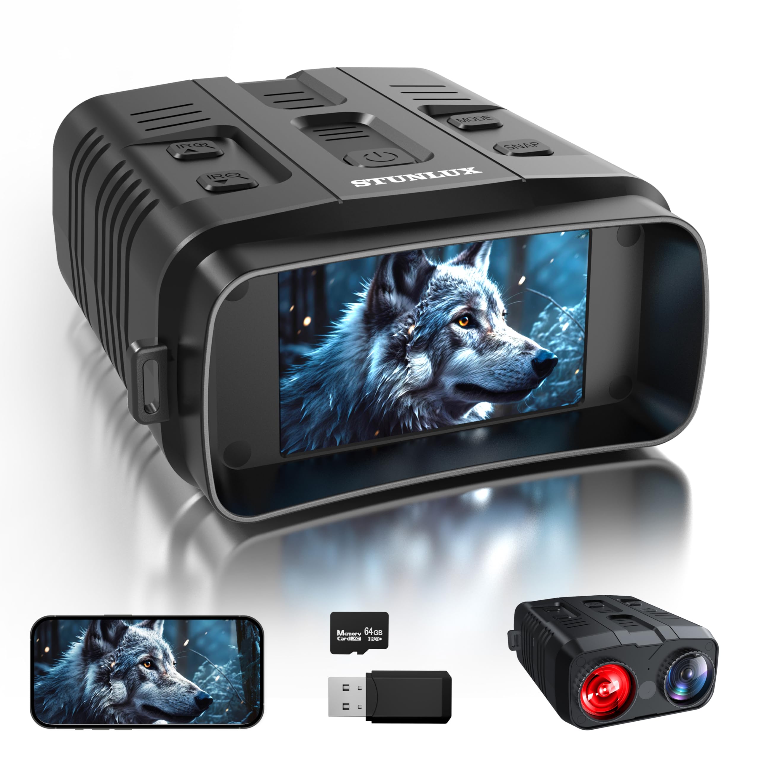 Stunlux Night Vision Goggles With Full Color 4K Resolution & 10X Zoom, Wifi Screen Mirroring, 48Mp And 3" Hd Screen, Fast Charging & Infrared For Camping Hunting Security