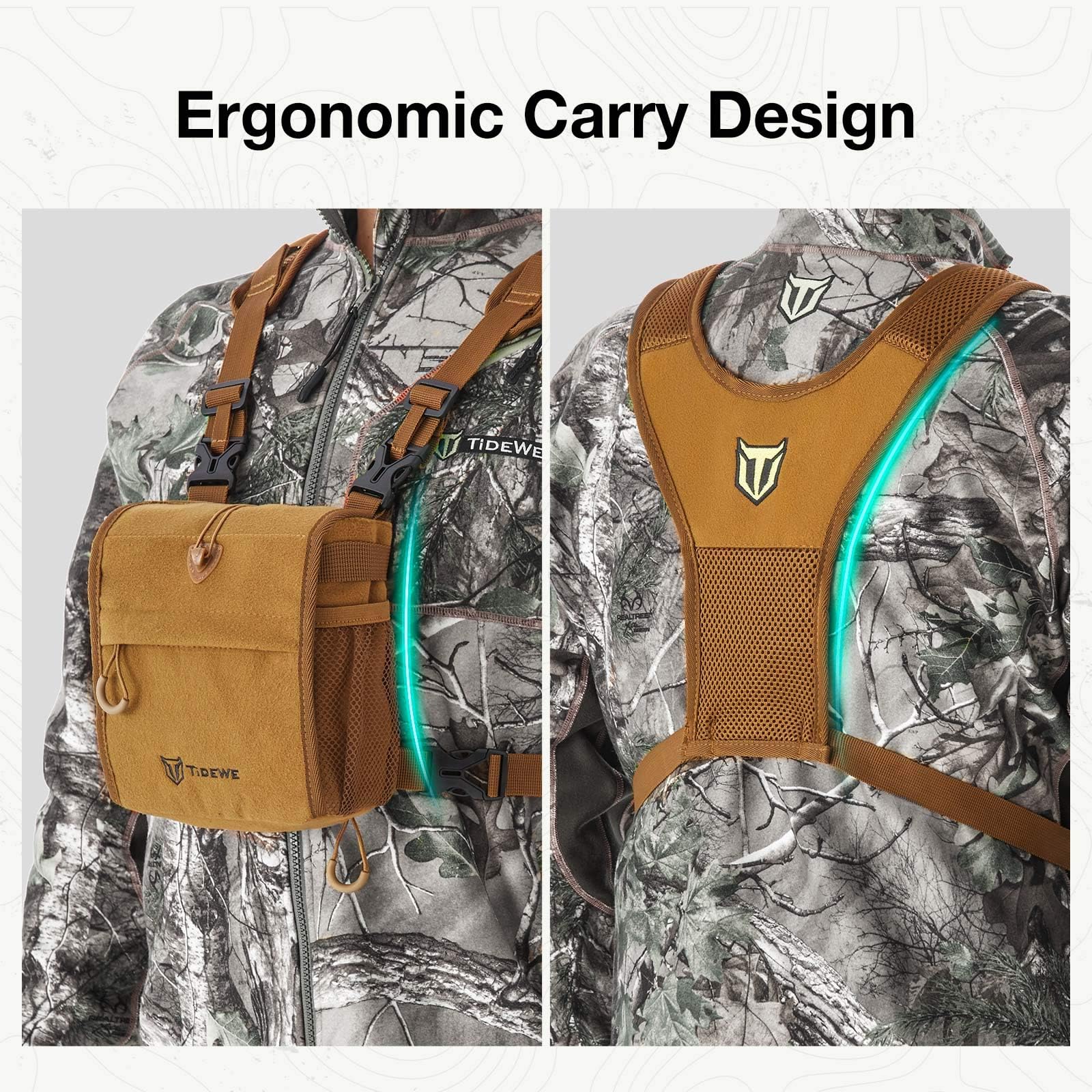 Tidewe Bino Harness With Rangefinder Pouch & Rain Cover, Long-Lasting Lightweight Portable Binocular Pack For Hunting, Hiking