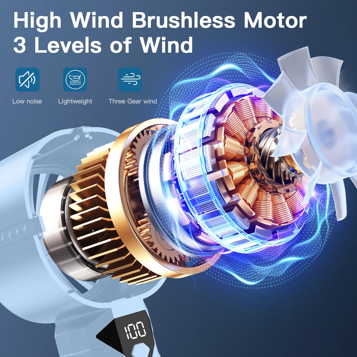Portable Handheld Fan, Mini Personal Fans With Digital Display, 3 Wind Speeds, 3000Mah Battery Usb