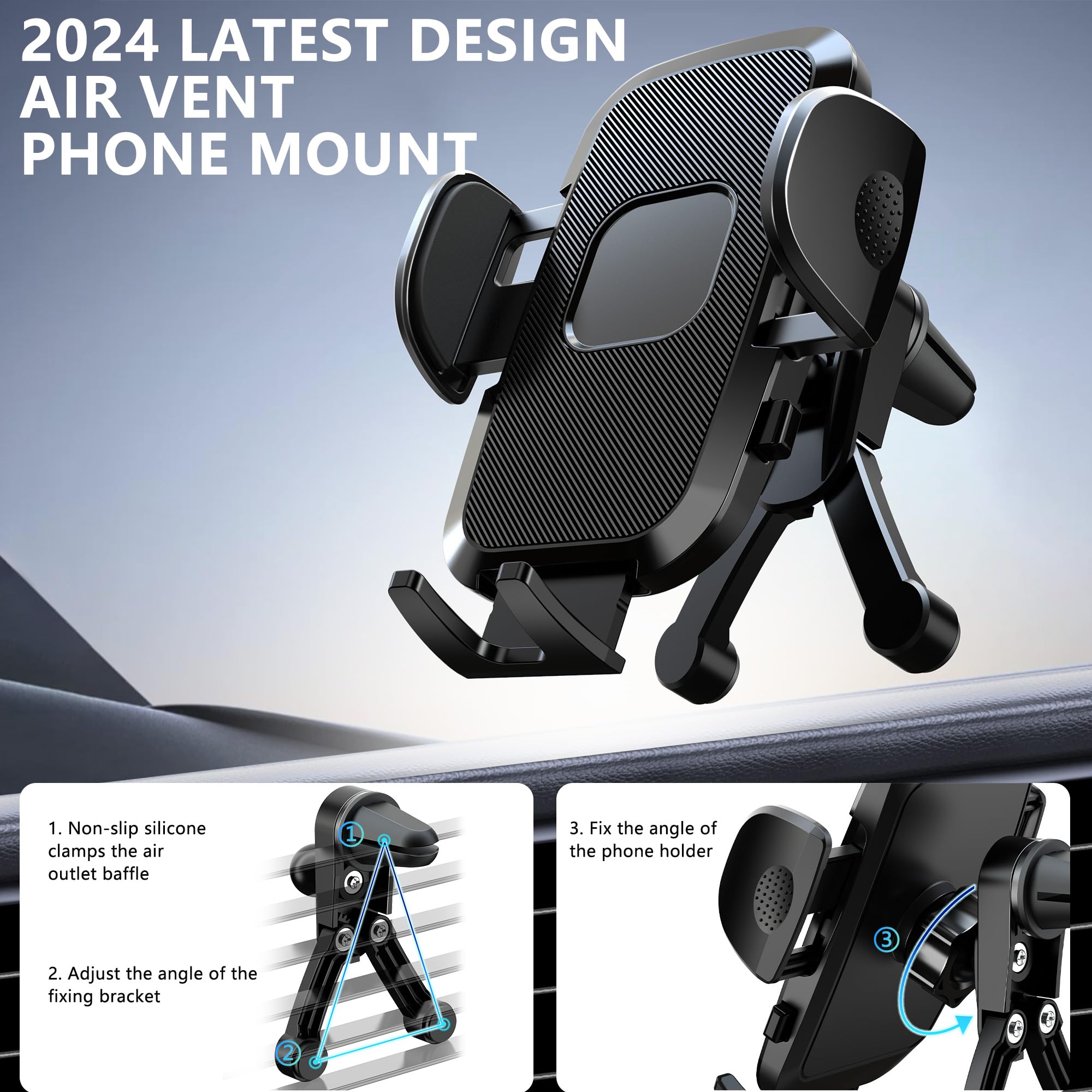 Aiziyo Car Phone Holder,Adjustable Air Vent Car Phone Holder Mount Compatible With Iphone 16/15/14/13, Samsung, Google,And All Smartphones, Hands- Auto Mobile Phone Stand