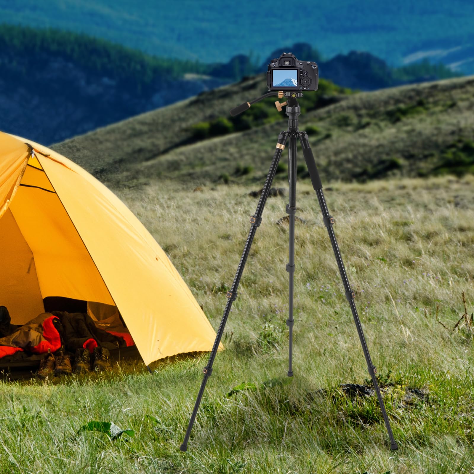 Moqnise 62.2In Tripod standing Photography Tripod With Head And Storage Bag, Camera Tripod For Indoor And Outdoor Shooting Of Magazines Promotional Photos And Work Videos