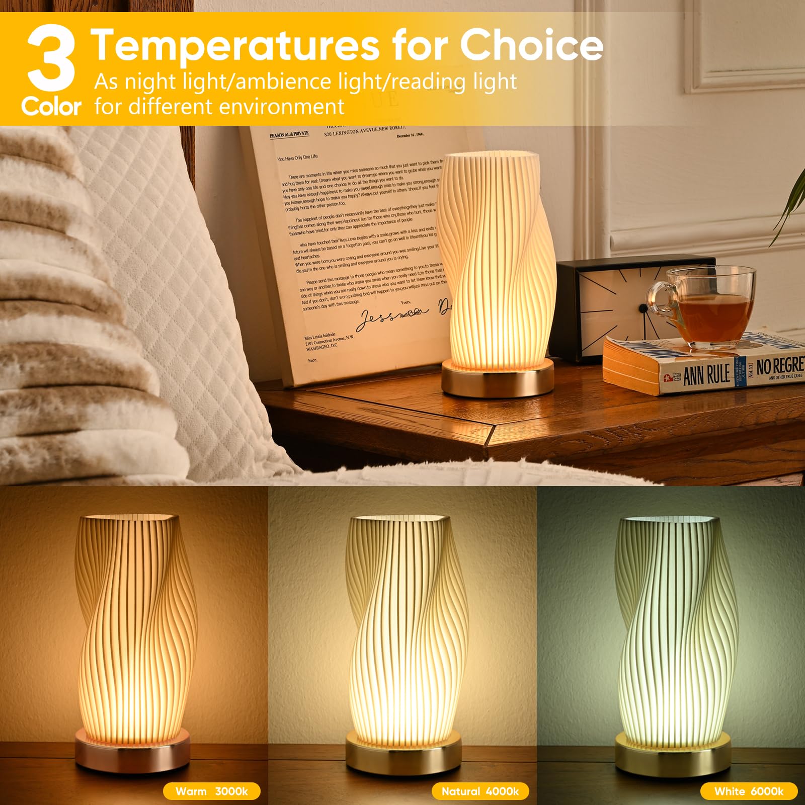 Ekkiploi Bedside Lamps For Bedroom-Button Control Metal Small Table Lamp 12 Way Dimmable Nightstand Lamp Gold Mini Modern Lamp For Living Room, Dorm, Kids Room, Office