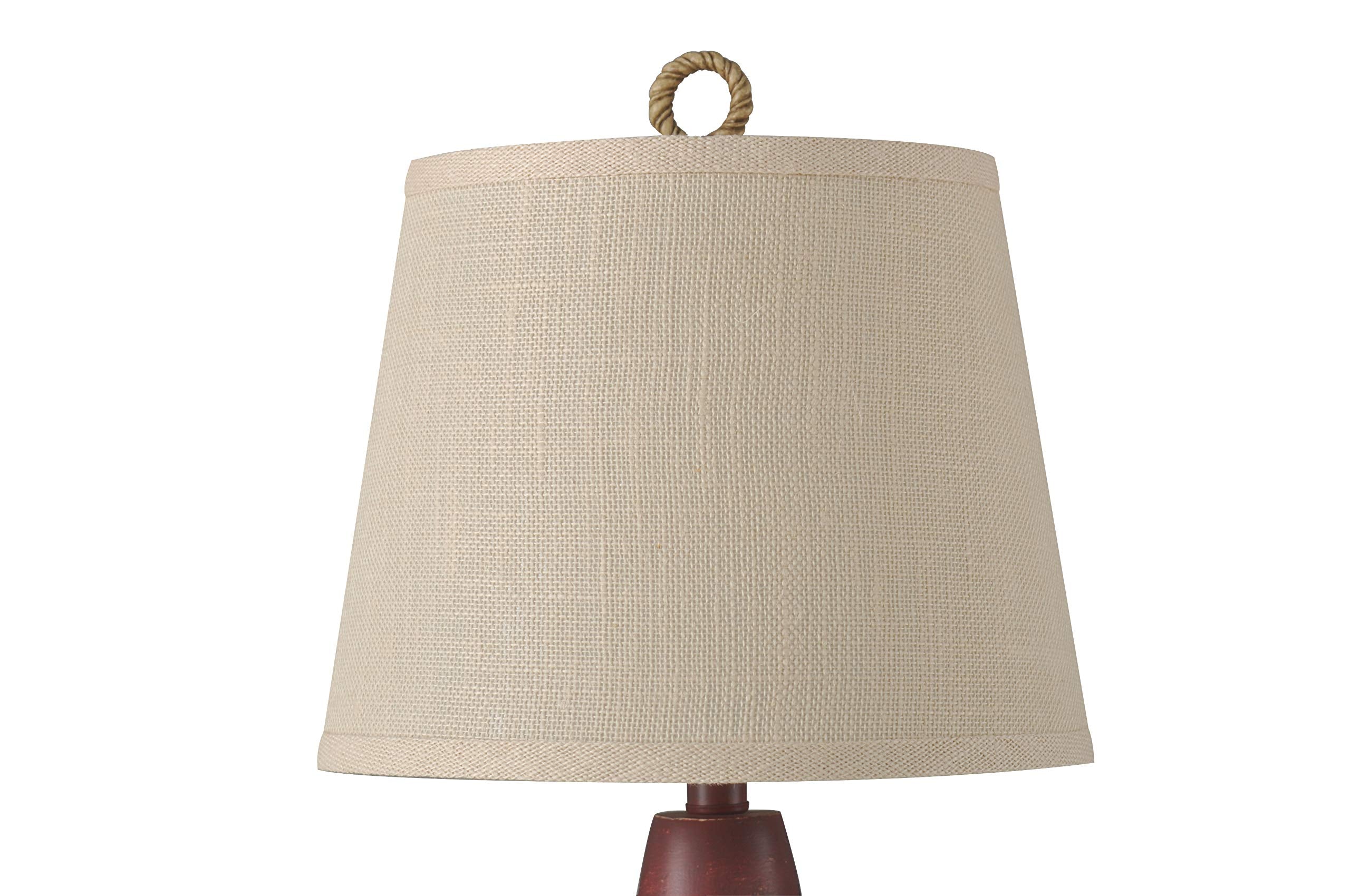 Collective Design L22489Adsam, Nantucket Red Finish, Cream Hardback Canvas Shade Table Lamp