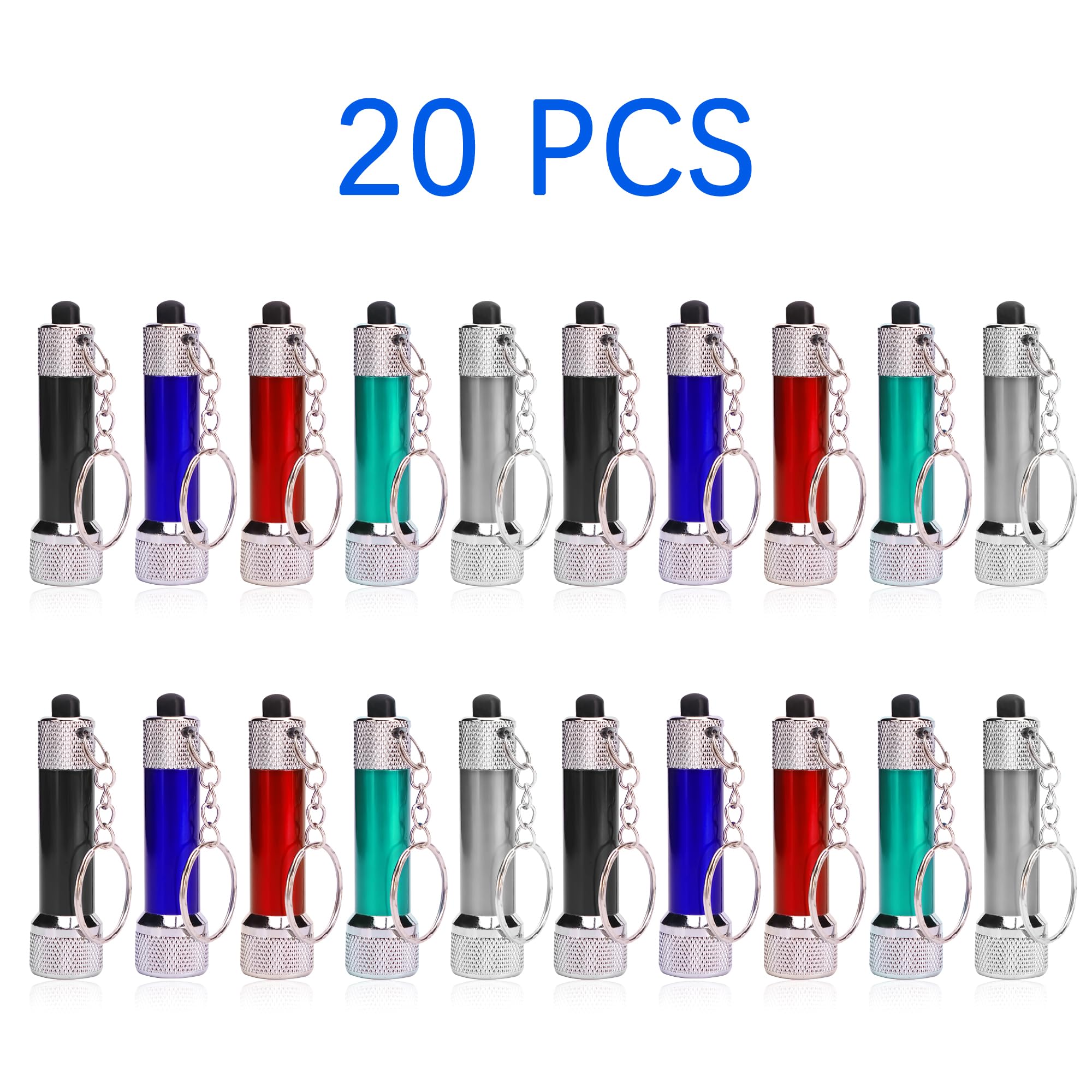 Proloso Mini Led Flashlight Keychains Torch Key Rings Bulk Party Favors For Kids 20 Pack