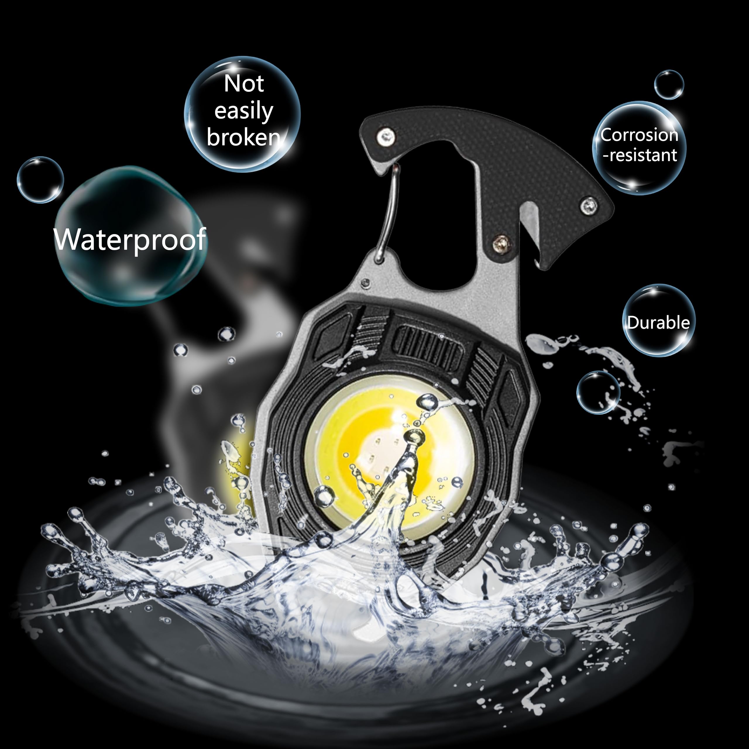 Ilzar Cob Keychain Work Light, Keychain Flashlight 7 Light Modes, Rechargeable Cob Light Keychain, Multifunctional Carabiner Flashlight Tool, Pocket Flashlights For Emergencies