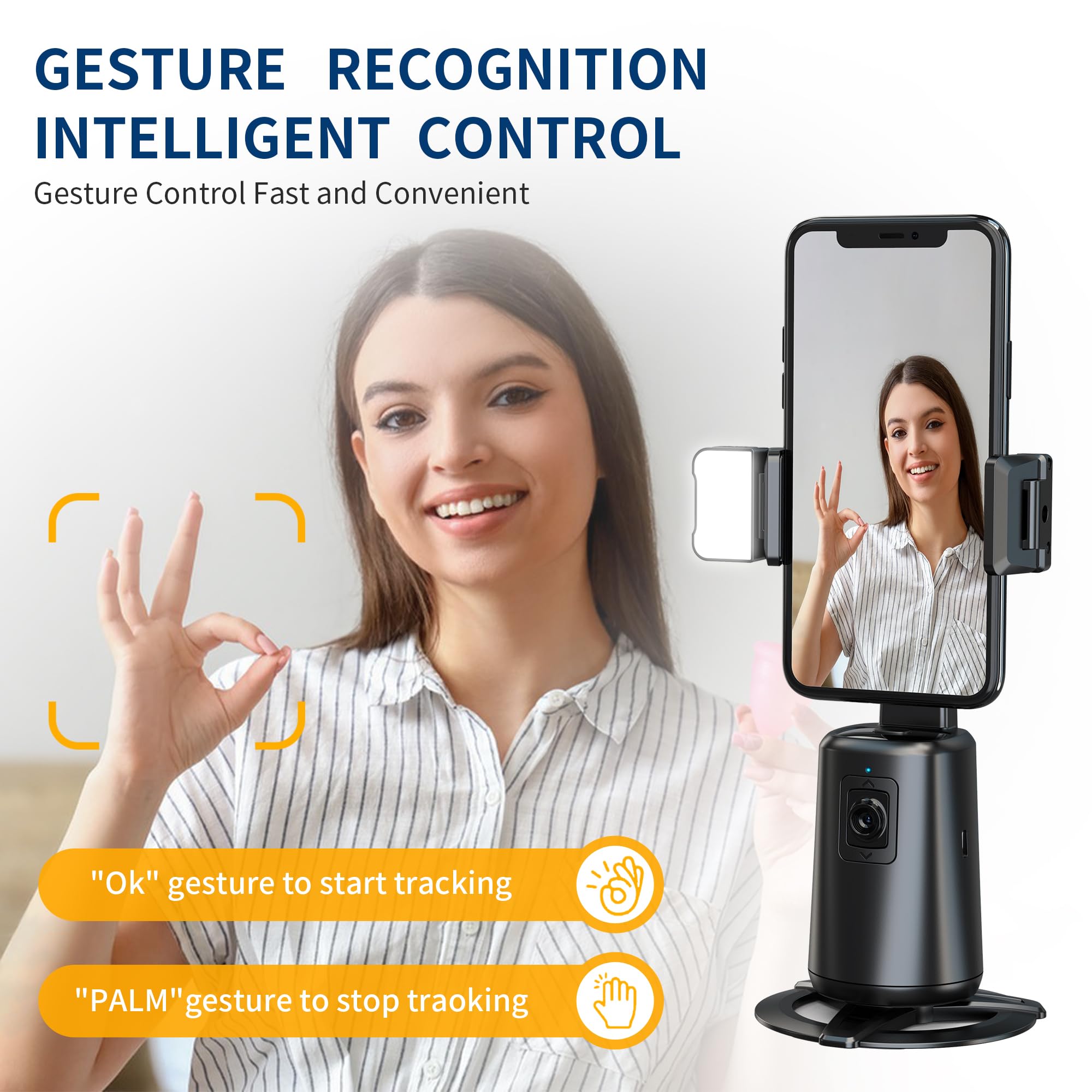 Pixel Stand Auto Face Tracking Tripod 360° Rotating Auto Tracking Phone For Iphone, No App,Rechargeable Smart Shooting Stand For Live Video Recording