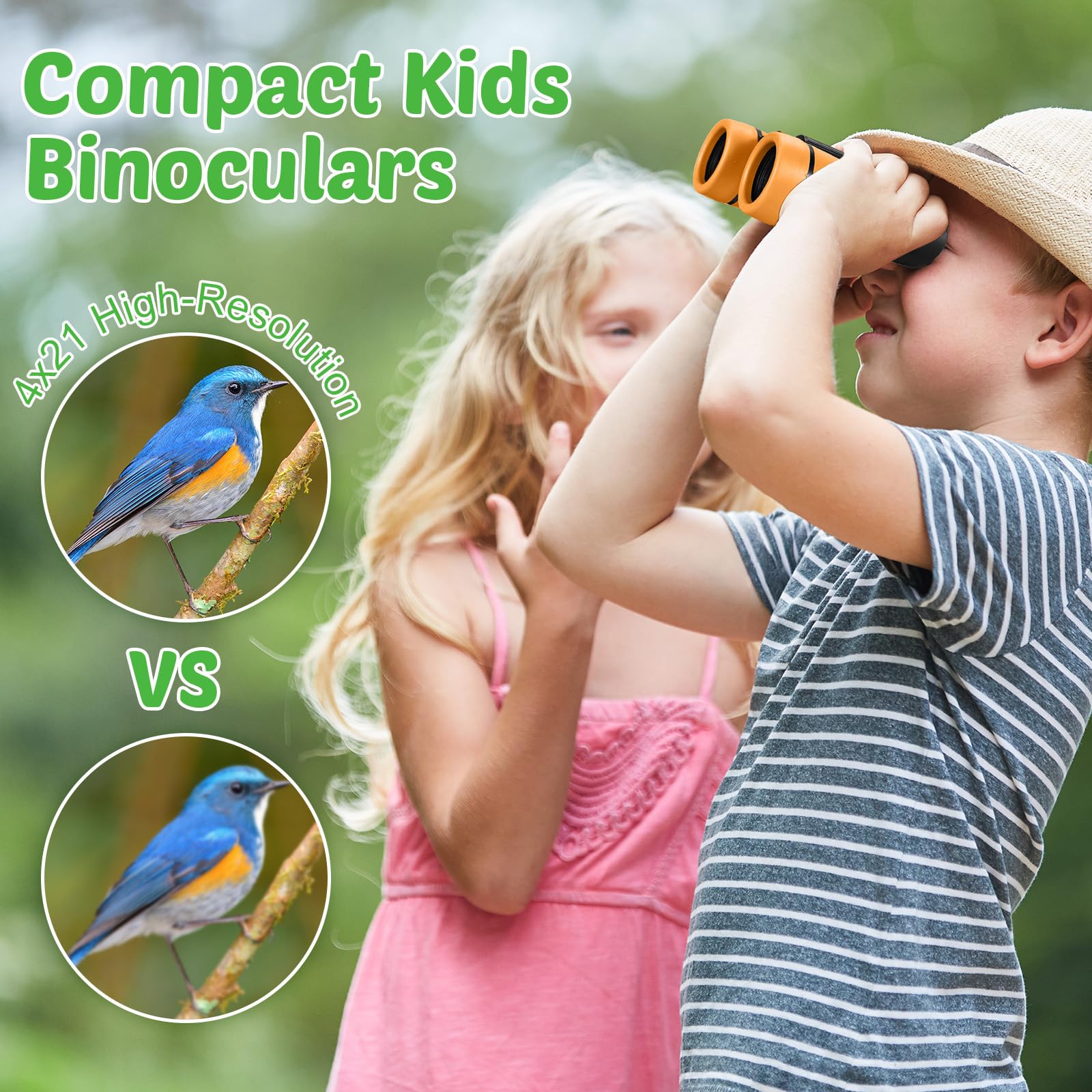 Hiboom 8 Pack Kid Binoculars Set Shockproof Folding Mini Compact Binoculars Compass Magnifying Glass For 3-12 Years Boys Girls Kids Bird Watching Camping Outdoor Play
