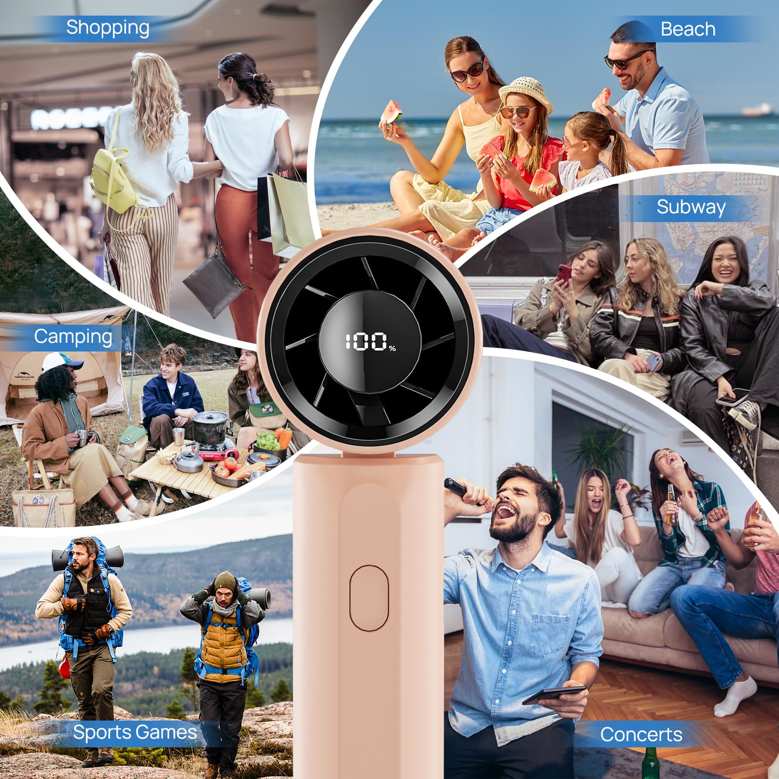 Portable Handheld Turbo Fan, Mini Personal Fan 18000Rpm Speed(1-100) Adjustable, 3-In-1 Rechargeable