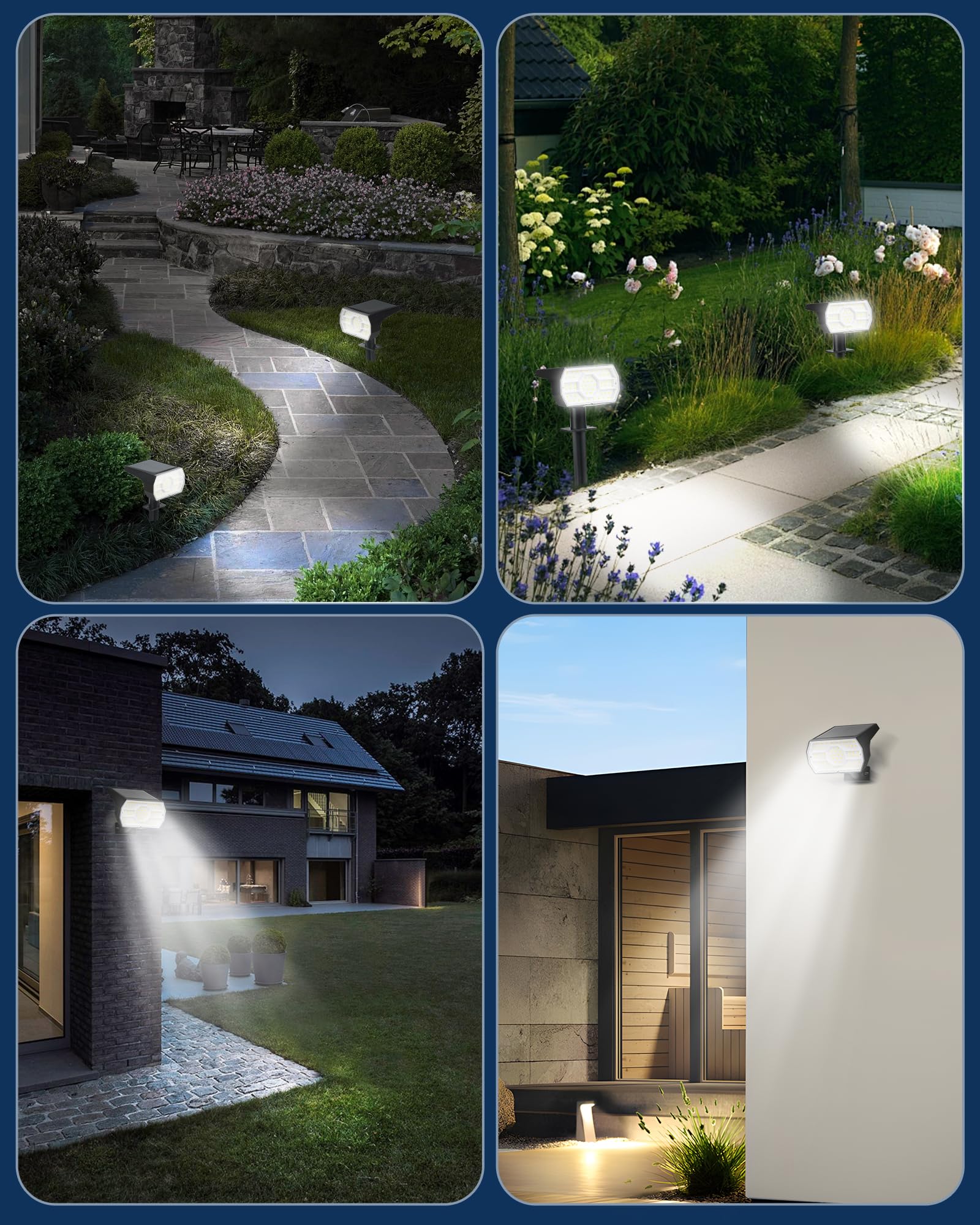 Kaxiida Solar Lights Outdoor Waterproof Ip68, 3 Lighting Models Solar Powered Spot Lights Outdoor, 56Led Light Dusk To Dawn For Yard Patio Garden Pathway Landscape Lighting