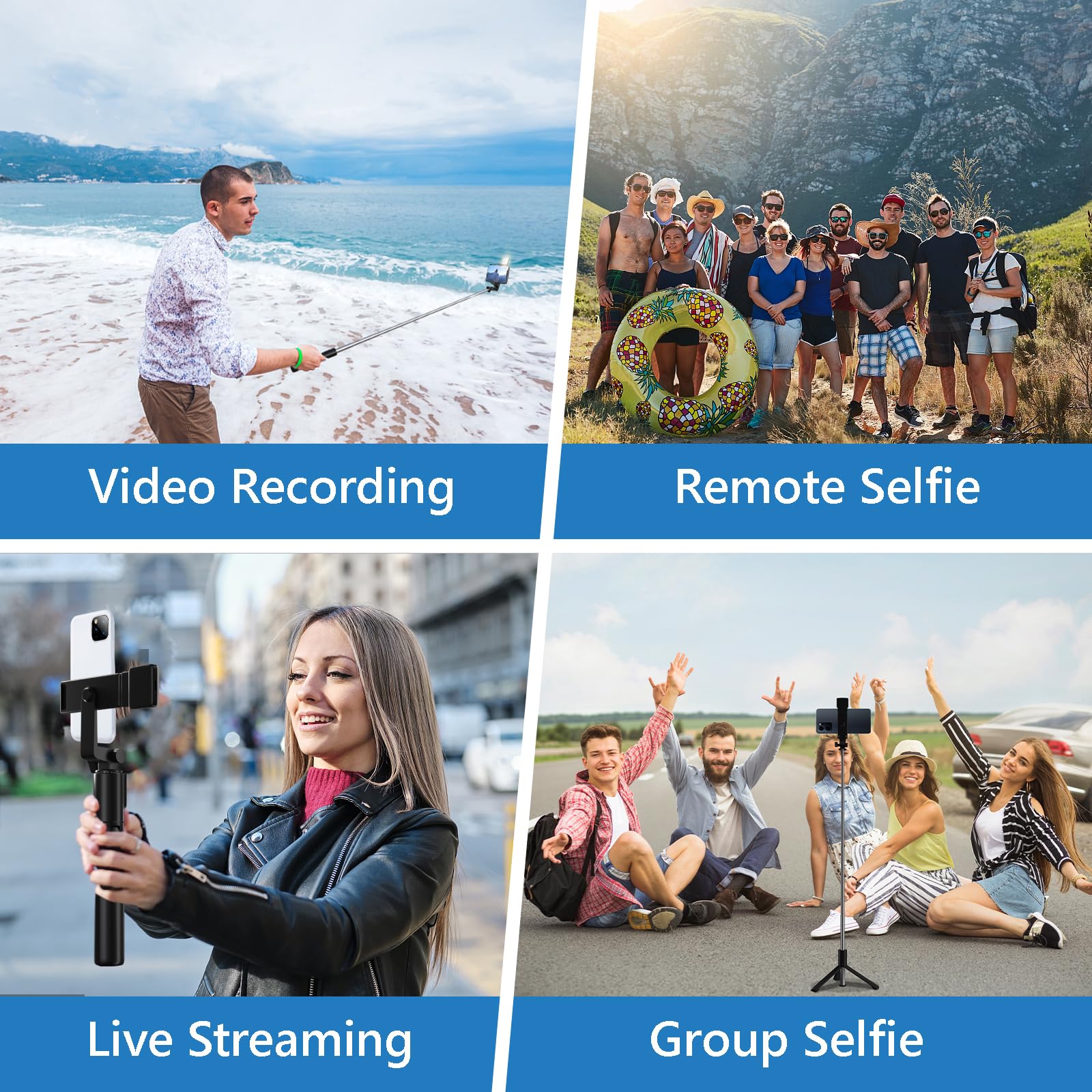 Bollove Selfie Stick, 40 In Retractable Phone Tripod With Wireless Remote Control & Light, Portable Selfie Stick Tripod For Photograph, Live Streaming, Video Recording, Compatible With All Cellphones