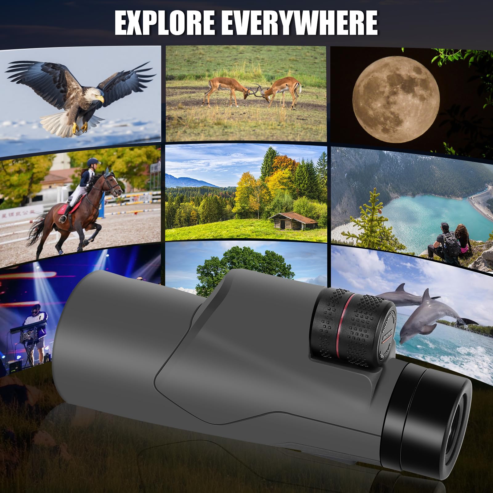 Eastpole 15X56 Monocular Telescope For Bird Watching Hiking Camping Wildlife Viewing, Adjustable Eyecup, Fully Multi-Coated Lenses, Rubber Armor, Non-Slip Grip, Fogproof, Waterproof