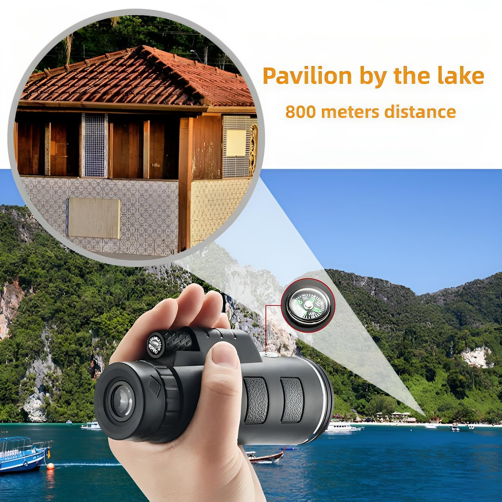 Banstle   Monocular Telescope For Smartphone，High Power Monocular With Smartphone Adapter And Sturdy Tripod， Bak4 Prism Monocular For Boating/Yachting/Sports/Bird Watching/Auto Racing/Hunting/Trevel