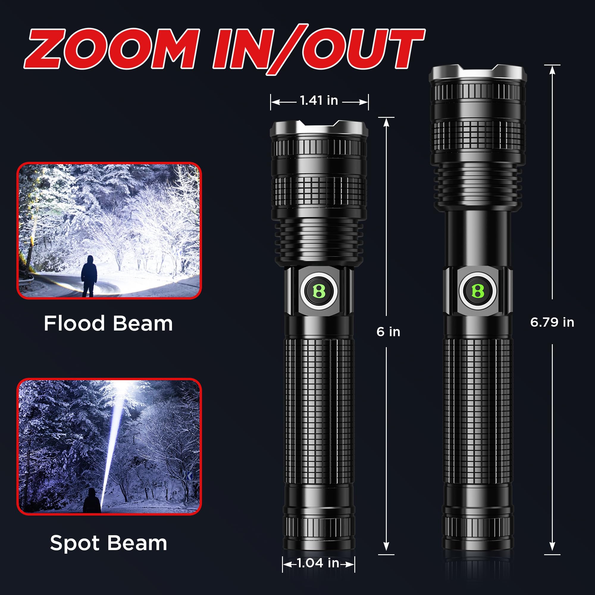 Oldber Rechargeable Led Flashlight High Lumens, Super Bright Waterproof Handheld Torch Flash Lights For Camping Home Emergency Work, Battery Powered Usb-C Portable Flash Light With 5 Modes