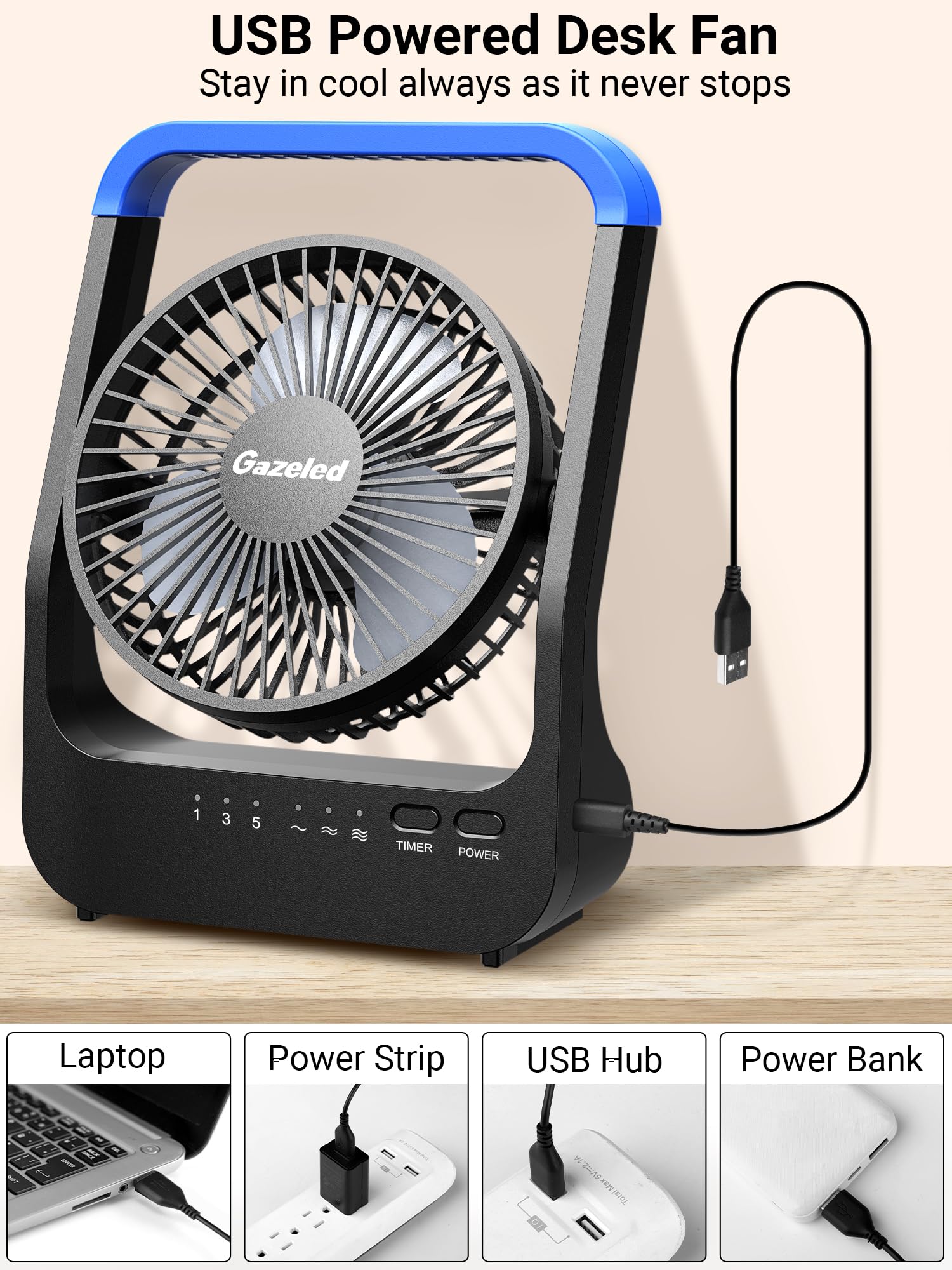 D-cell battery-powered camping fan, super long-lasting, ideal for outdoor cooling and ventilation