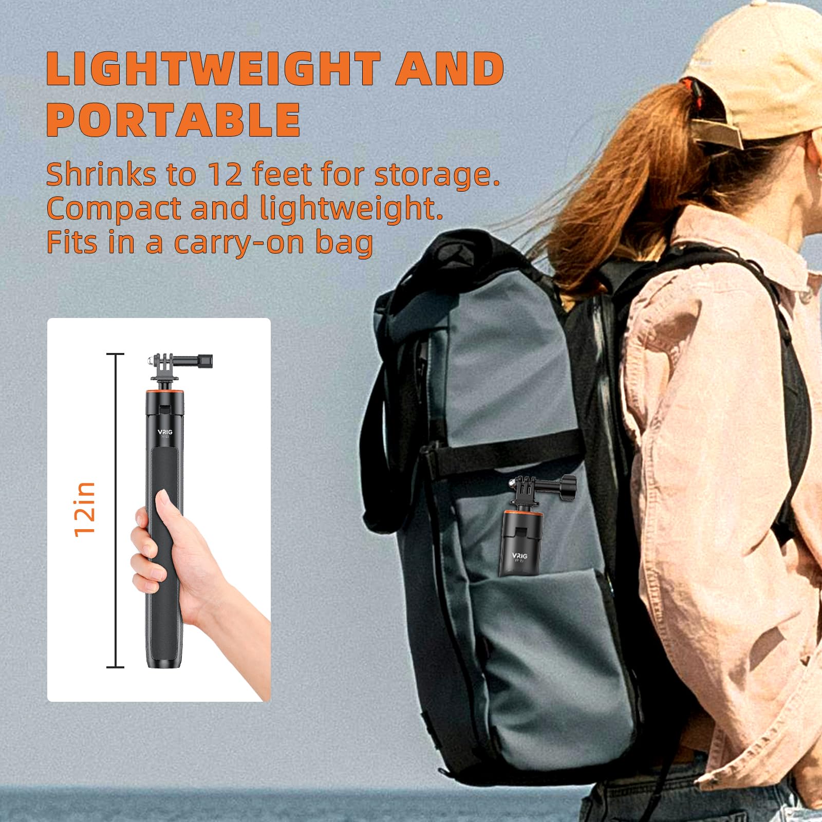 Brdrc 53.74‘’ Selfie Stick Extendable Camera Vlogging Tripod For Dji Action 5 Pro Insta 360 Go 3S/X4/X3,Camera Mount Extender Telescopic Rod Extension Pole,Osmo Pocket 3 Tripod For Gopro 13/12/11/10/9