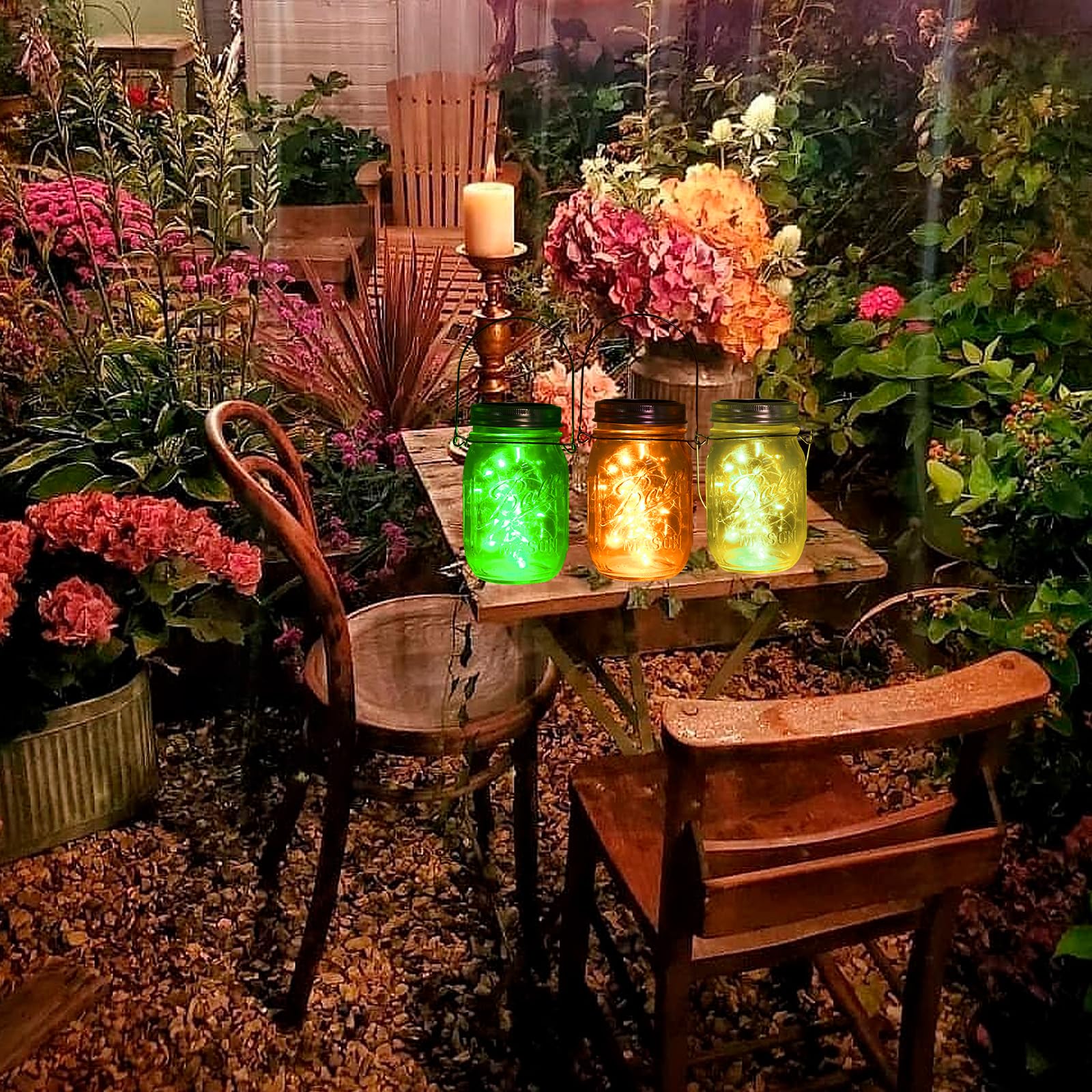 Yjfwal Solar Mason Jar Lights, 12 Pack 30 Led Fairy Firefly String Mason Jar Lids Lights With 12 Hangers (No Jars), Diy Mason Jar Patio Garden Wedding Party Birthday Decor