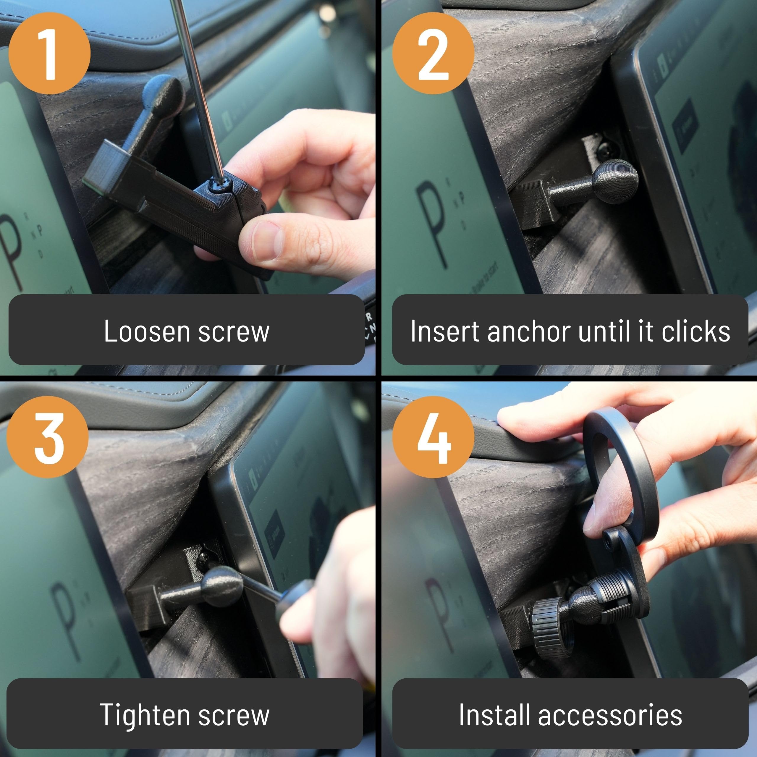 Everyamp Phone Mount Dash Anchor With 25Mm/1In/B-Size Ball Mount For Rivian R1T & R1S - - Mount Cell Phones, Tablets, Microphones, Radar Detectors And More With No Screws Or Adhesives - Patent Pending