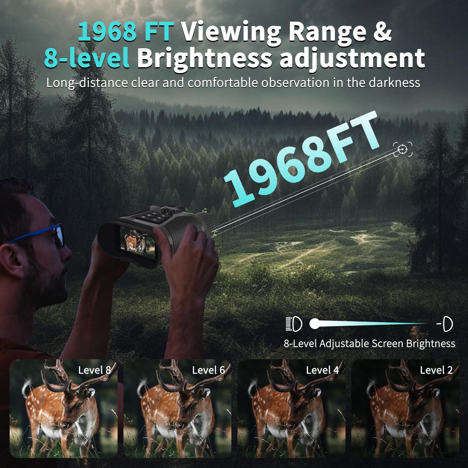Pisez Night Vision Goggles - 4K Night Vision Binoculars For Adults With 8X Digital Zoom,32Gb Tf Card For Photos And Videos- For Hunting & Camping
