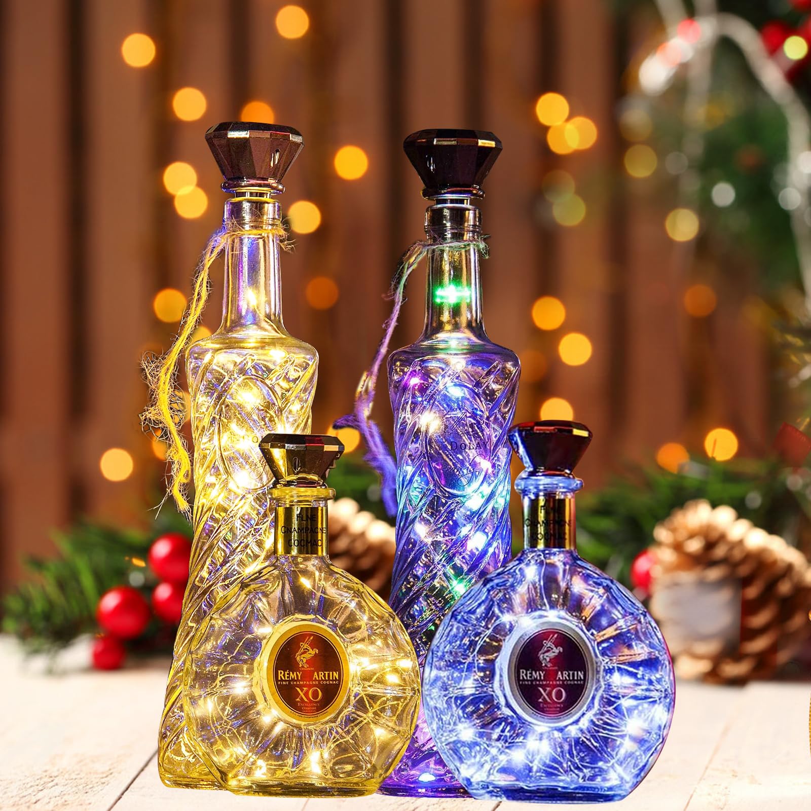 Angmln Solar Diamond Shaped Wine Bottle Cork Lights 10 Pack Solar String Fairy Lights Outdoor Waterproof For Wedding Holiday Garden Patio Pathway Bar Concert Indoor Outdoor Decorative (Warm White)