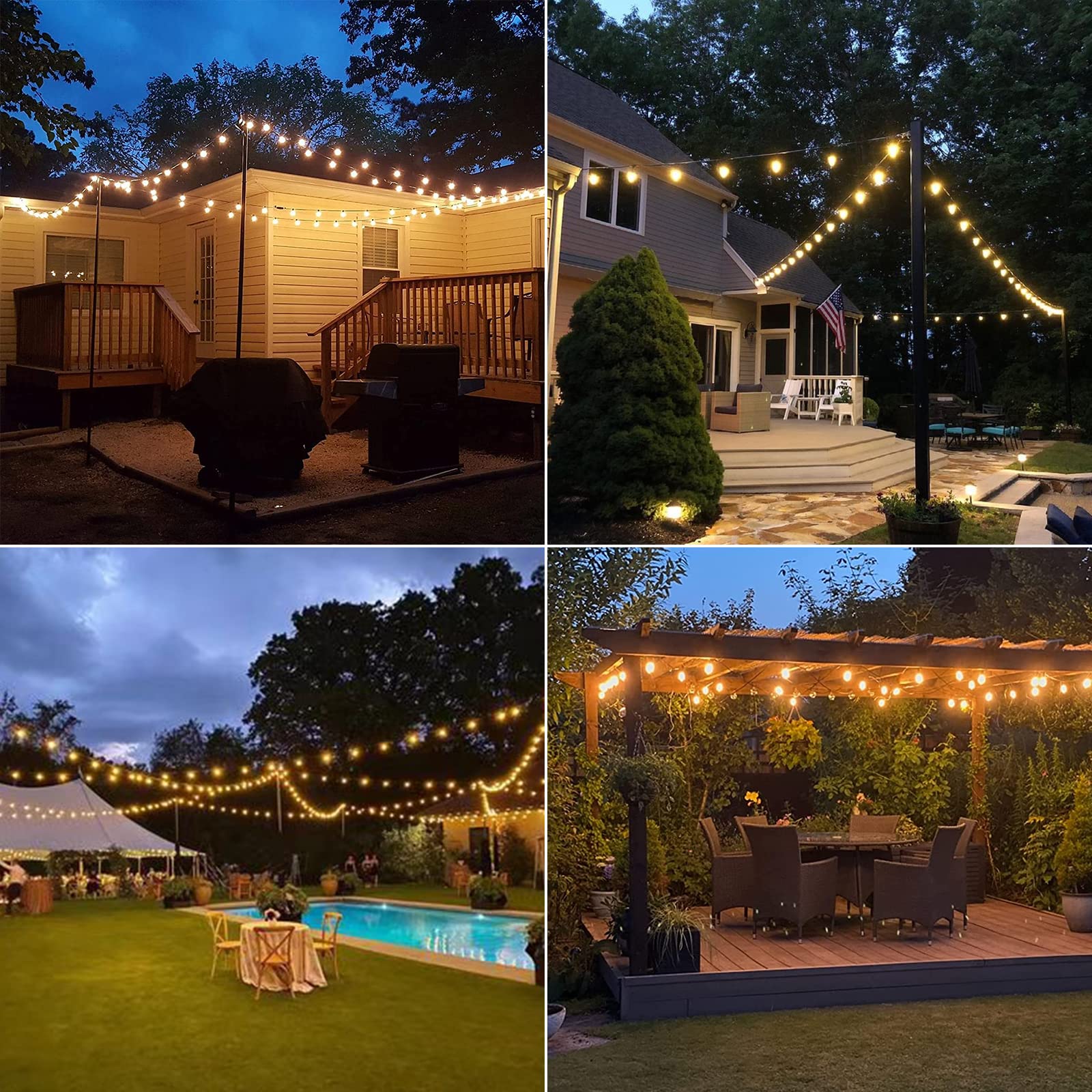 Histar Led 30Ft Outdoor String Lights With Remote Waterproof Patio Lights 27 Dimmable G40 Bulbs, Outdoor Globe String Lights Decorative Backyard Bistro Garden Balcony Cafe Lights