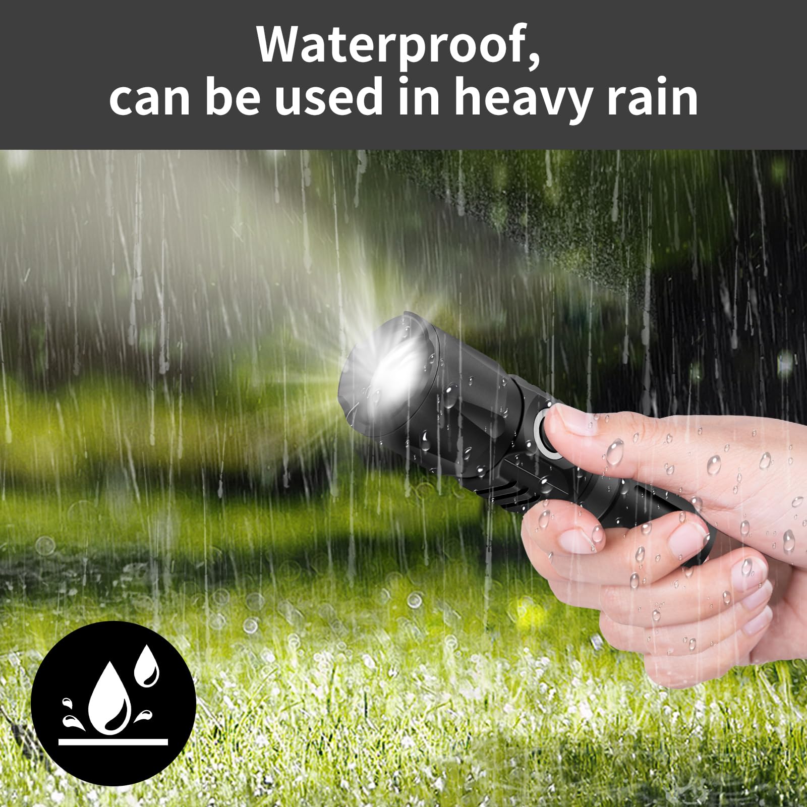 Nwdey Super Bright Lightweight Flashlight With Clip : Only 2.12 Ounces, 500 Lumens,Pocket-Size, Zoomable, Rechargeable, Waterproof, Sos-Mode, Adjustable Brightness For Outdoor & Emergency Use