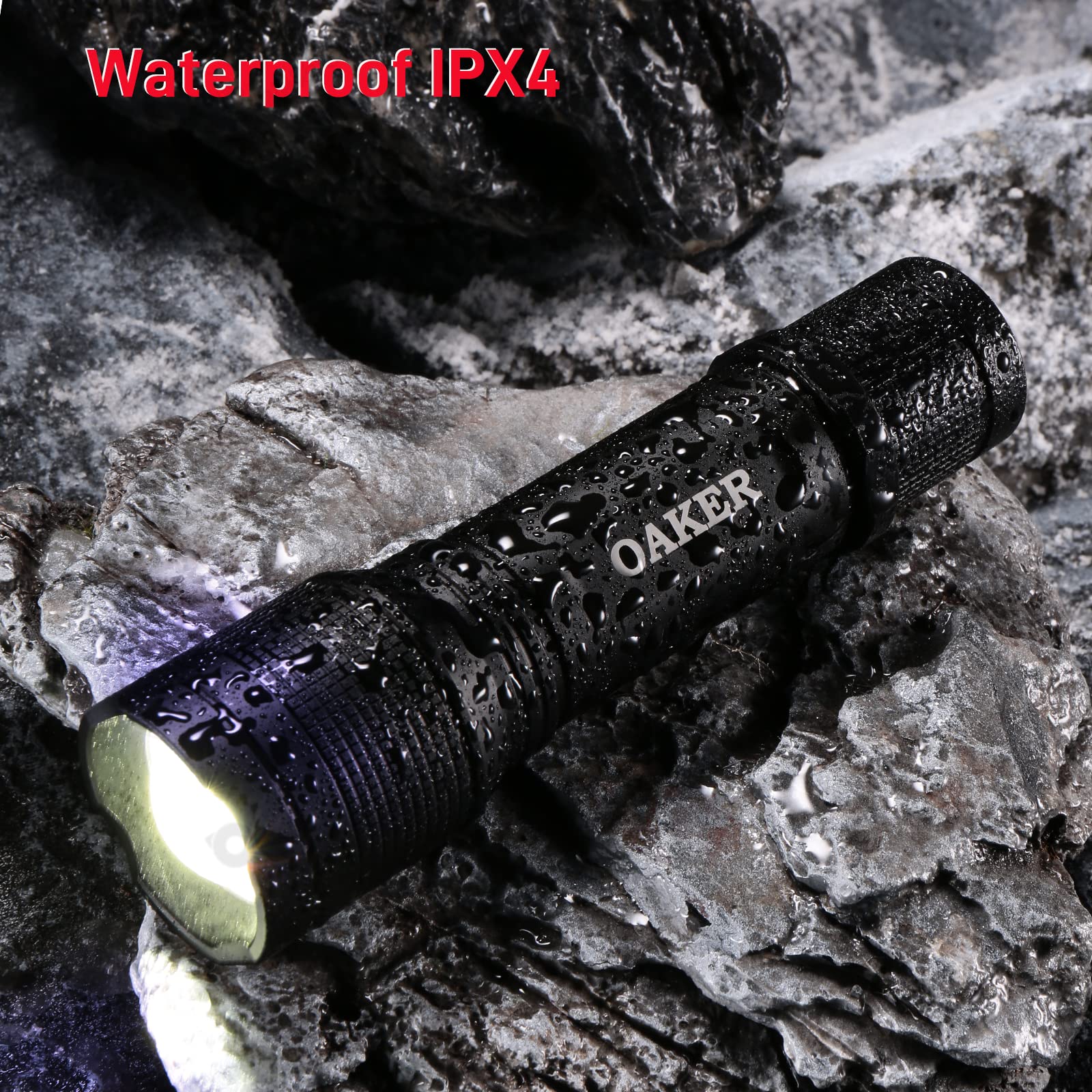 Oaker Xf2013 Usb-C Rechargeable Flashlight 2000 Lumens,5 Light Modes Led Flashlight, Waterproof Hand Light For Hiking Camping
