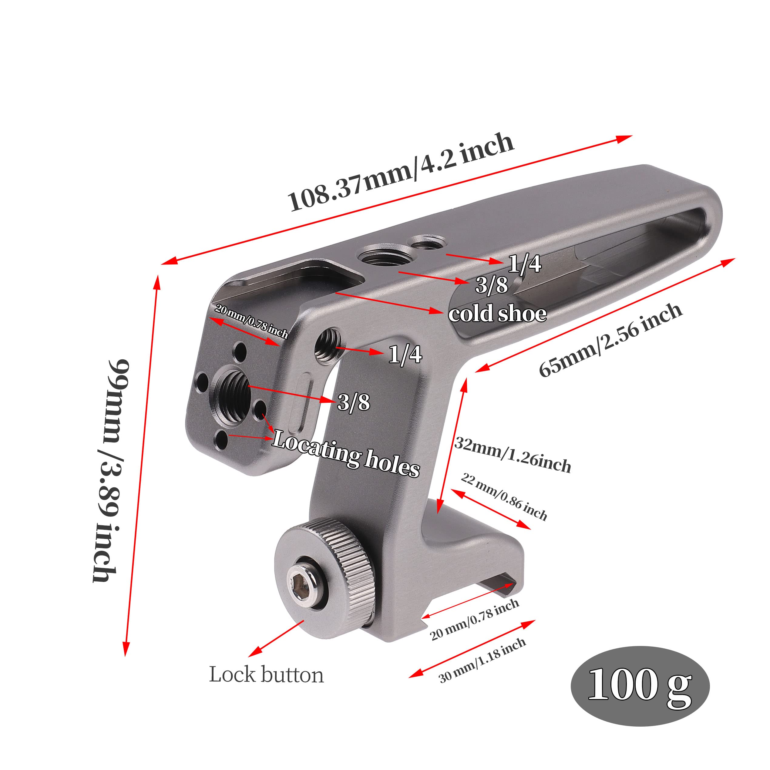 Fotga 4.2Inch Top Handle Stabilizer With Nato Rail Clamp For Canon Nikon Sony Dslr Mirrorless Camera Cage Vlogging Shooting (Top Handle + Nato Rail)