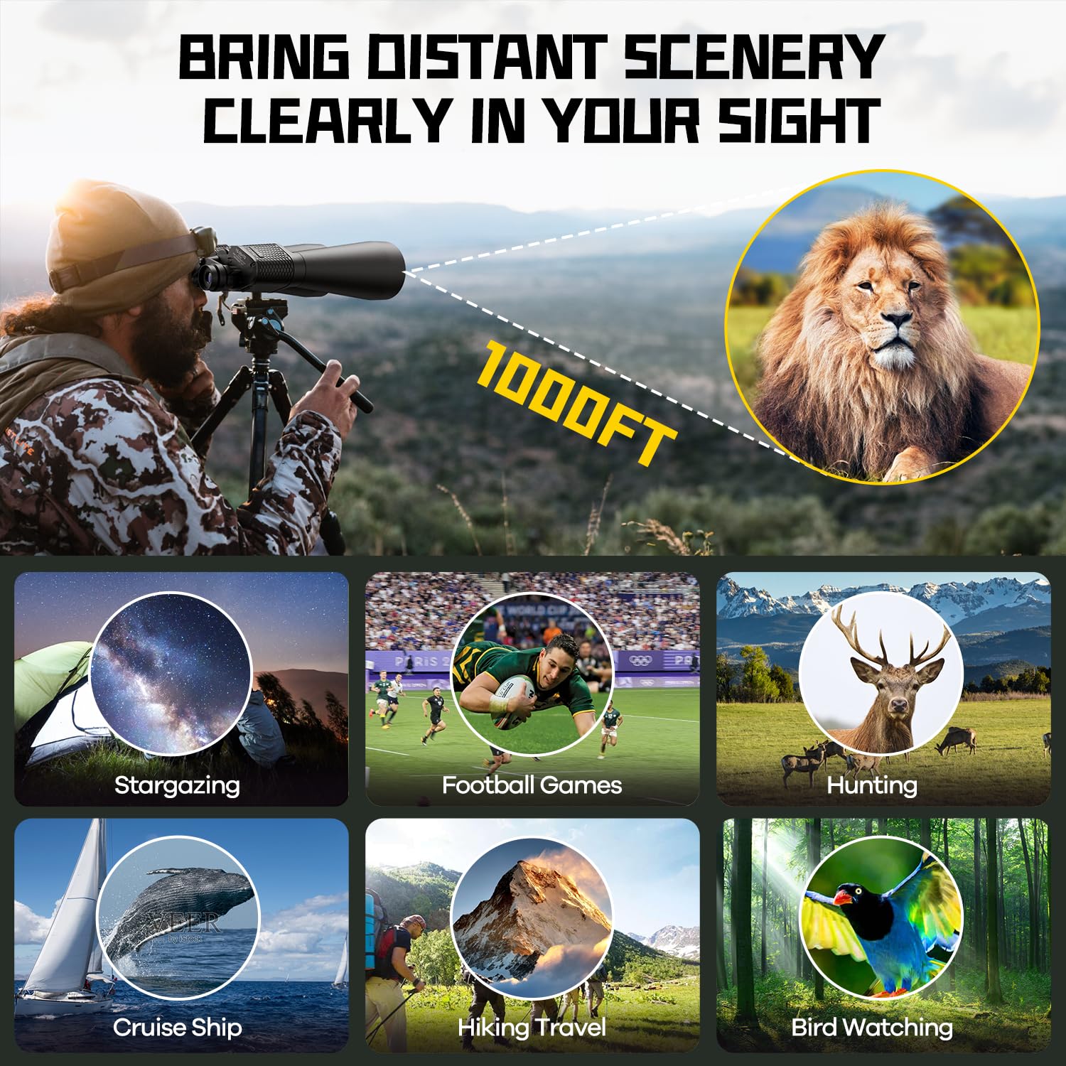 Flyant 15-35X70 Zoom Binoculars For Adults, High Power 35X Hd For Stargazing & Bird Watching, Waterproof Binocular With Tripod Adapter, Ideal Essentials For Cruise Ship, Travel, Camping, Outdoor, Hunting