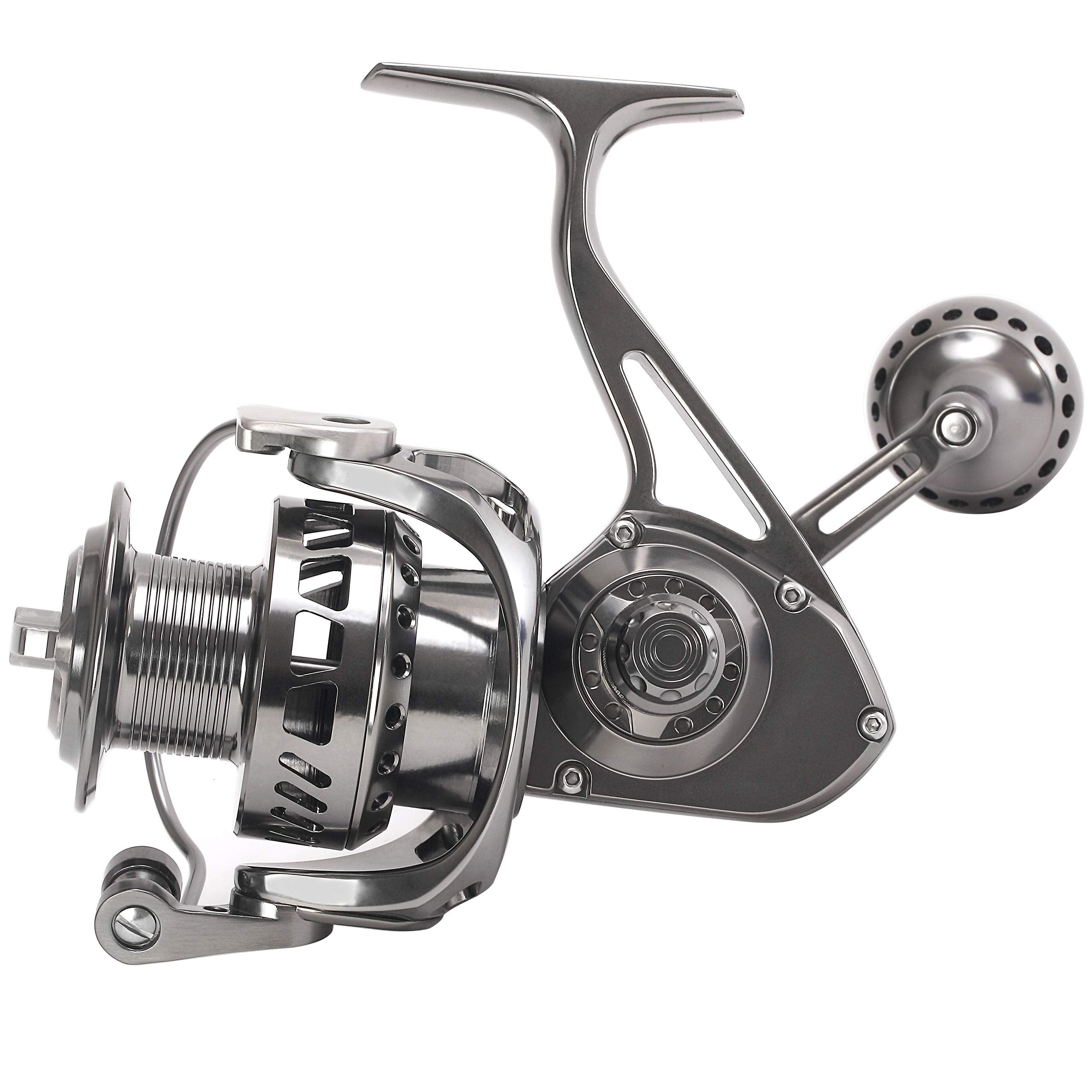 Saion Cnc Full Metal Spinning Fishing Reel Powerful Freshwater Saltwater Reel 17Kg Or 37Lbs Long Cast Big Game Boat Fishing 12 Stainless Steel Ball Bearings Size 4000 16Lbs-145Yards