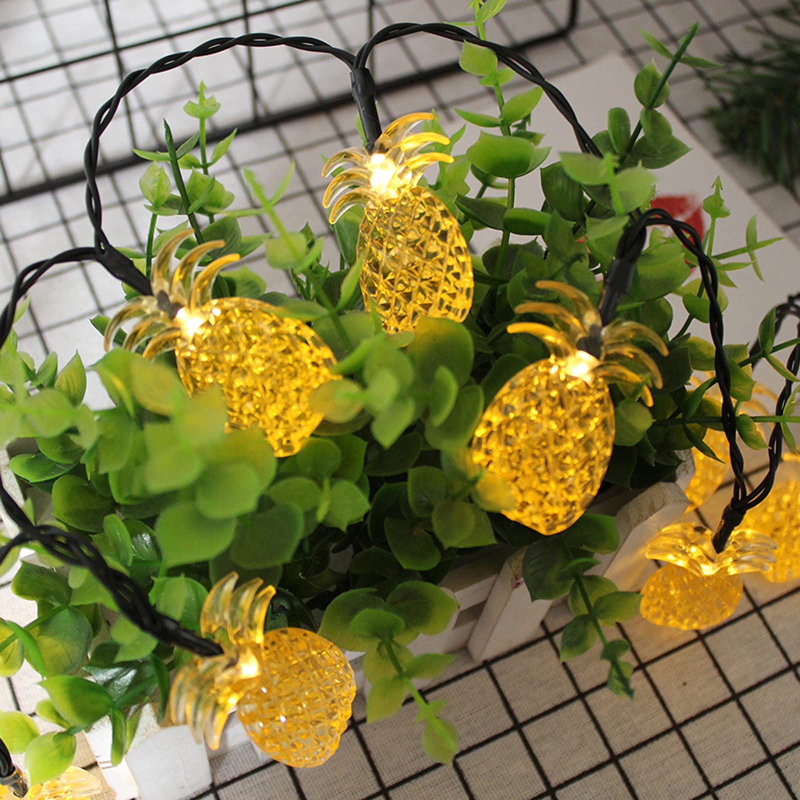 Snomyrs Solar String Lights Outdoor 13Ft 20 Led Solar Pineapple String Lights With 8 Lighting Modes Fairy Lights For Garden Yard Lawn Patio Party Grass Decor (Warm White)