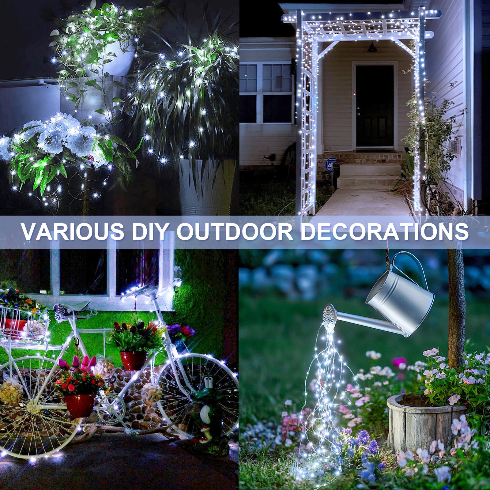 Jmexsuss 2 Pack Solar String Lights Outdoor Waterproof, Each 33Ft 100 Led Solar Lights Outdoor, 8 Modes White Fairy Light For Outside Yard Tree Patio Garden Wedding Christmas Decorations