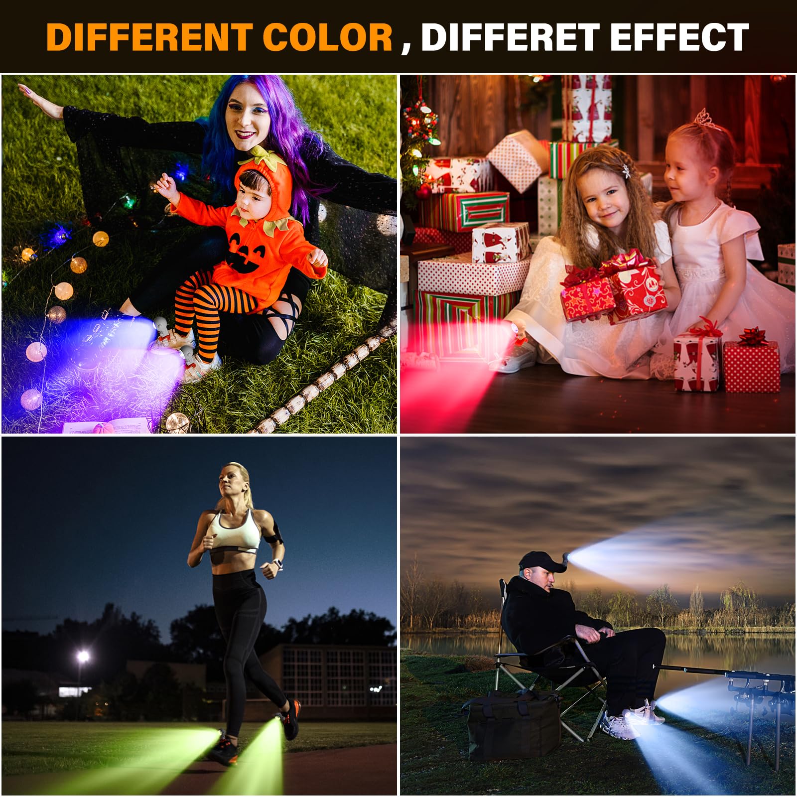 Sunytee Astronaut Shoes Light, Rechargeable 9 Kinds Light Models, Adjustable Headlight For Shoes,Hat, Ultra Bright Long Distance Flashlight For Hiking,Running, Walking,Camping...(4Pcs) (4)