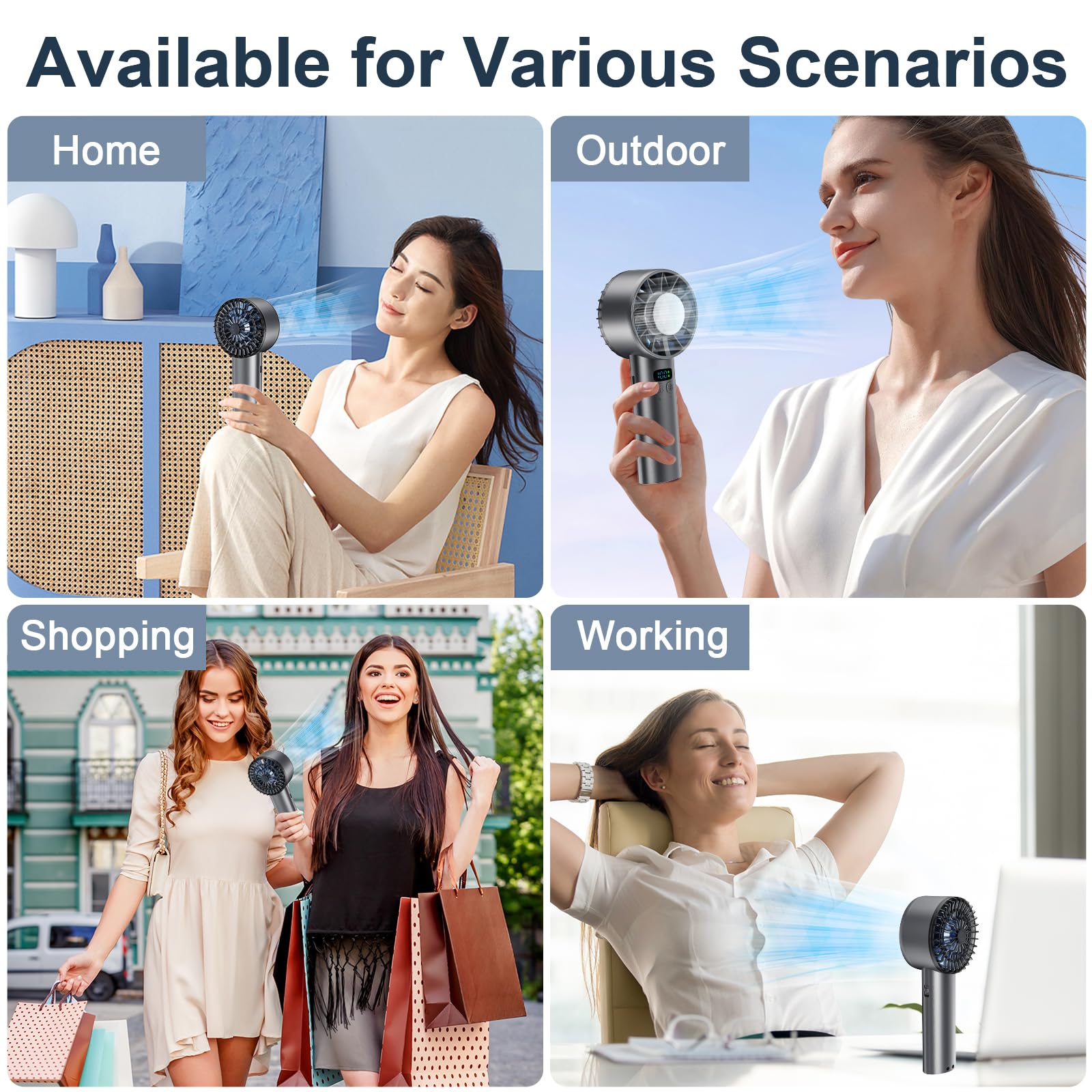 Portable Handheld Ice Fan, Portable Handheld Fan, 5200Mah Rechargeable Battery, 6 Speed Wind