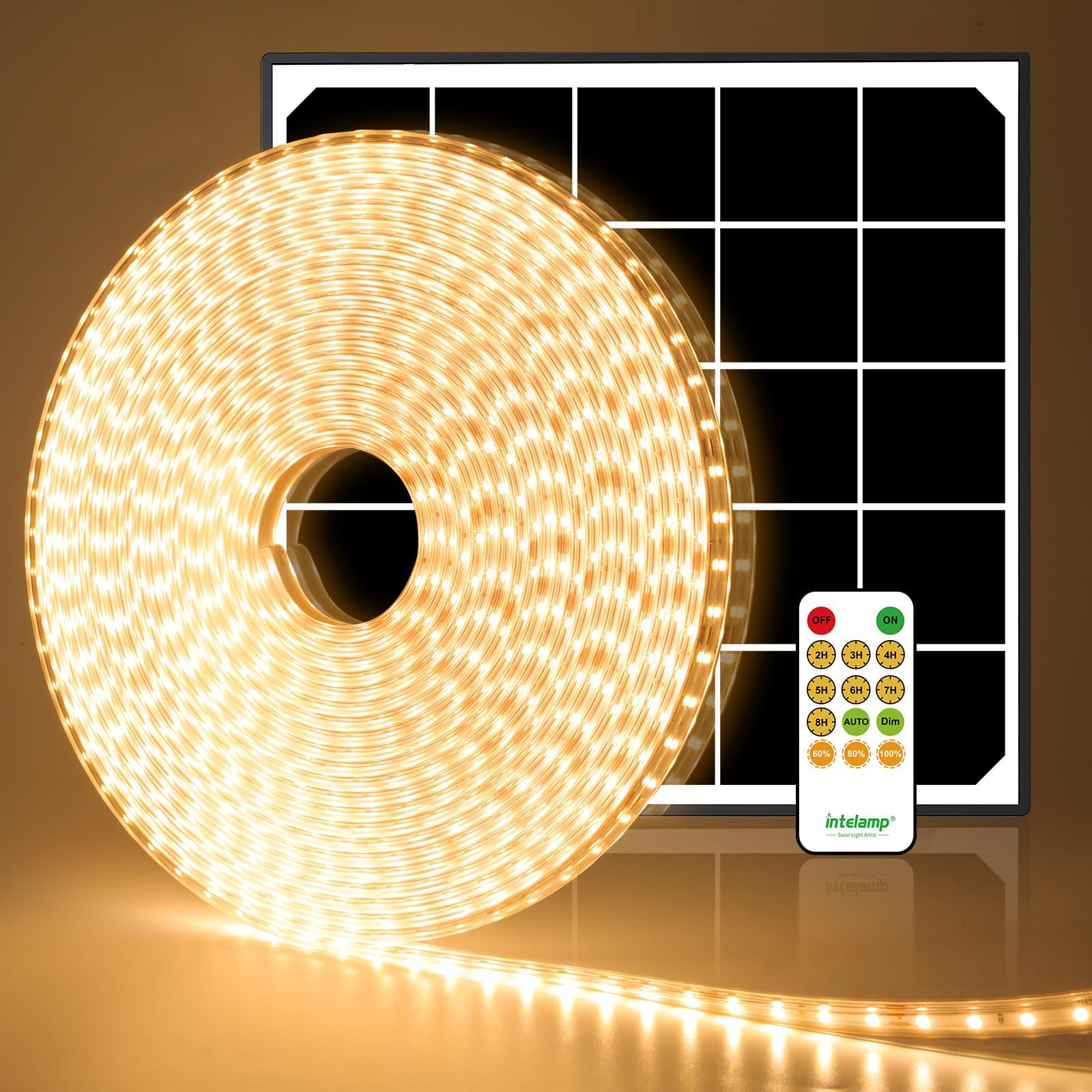 Lightonight Solar Strip Lights Outdoor, Led Strip Lights Solar Powered 6000Mah 32.8Ft 800 Led, Dust To Dawn Solar Strip With Remote Auto On/Off For Deck House Garden Balcony Pool(Warm White)