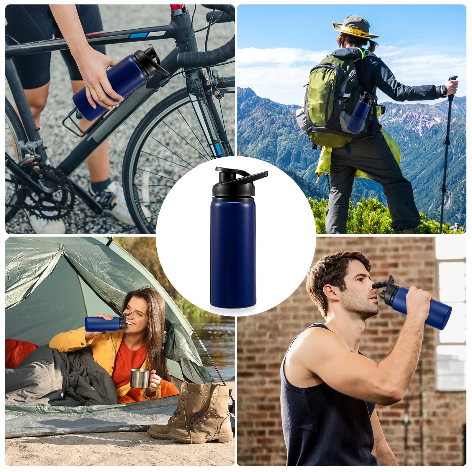 14 Pcs Aluminum Water Bottle 17 Oz Bike Bottles With Snap Lid Reusable Easy Carry Sports Cups