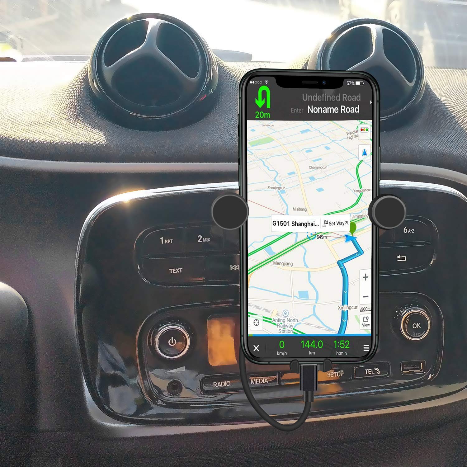 Oyefly Mobile Phone Holder For Smartphone, Gps & Tablet  Compatible With Smart Model 453 Forfour Fortwo  360 Adjustable For Optimum Visibility  Car Phone Holder (Black)