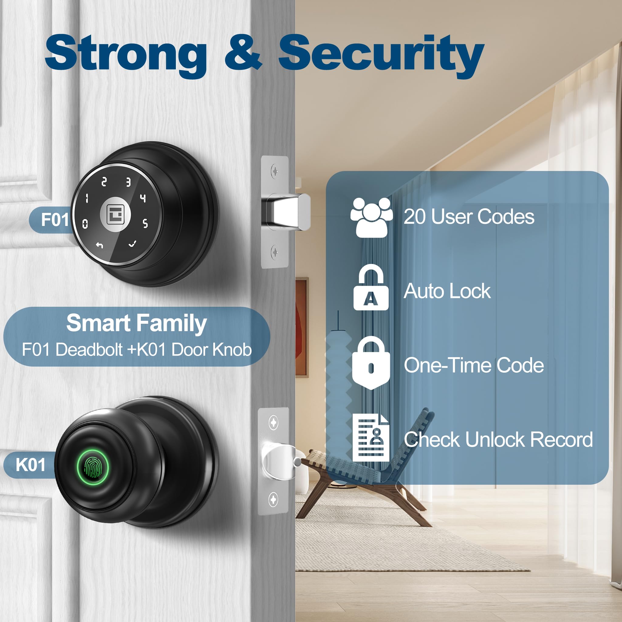 Geektale Keyless Entry Door Lock, Electronic Keypad Deadbolt Smart Lock With App Control, Smart Deadbolt Lock For Front Door